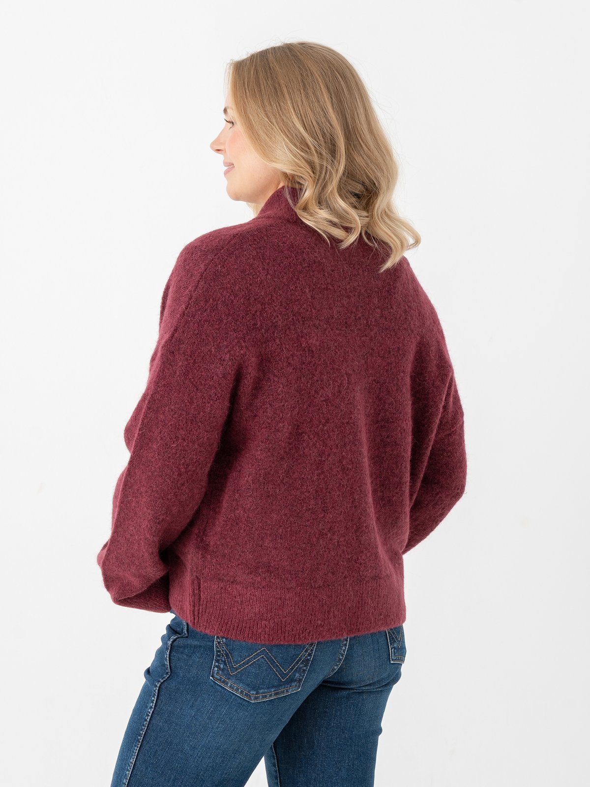 Selected Femme Sia Ras Long Sleeve Knit Zipper Cardigan Tawny Port