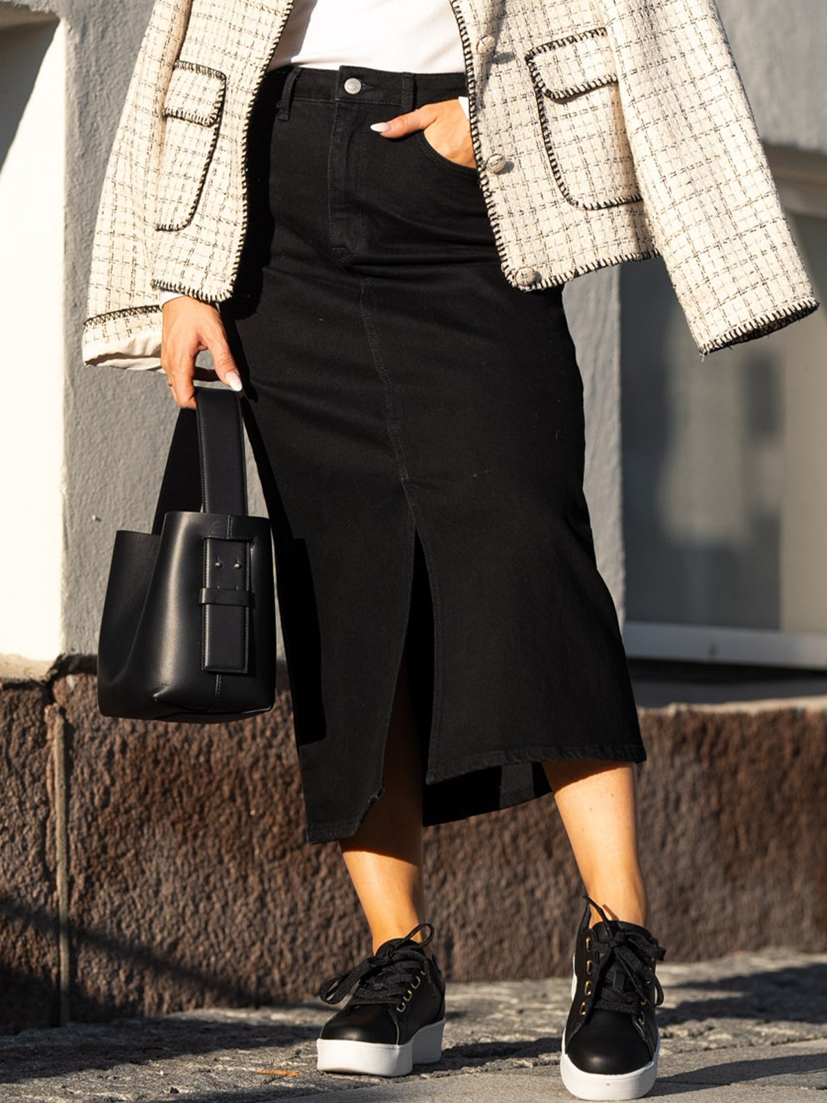 Selected Femme Krista Gerda High Waist Max Skirt Black