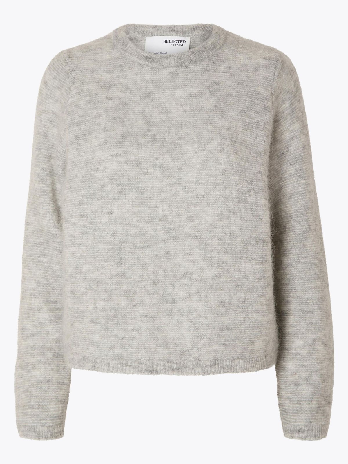 Selected Femme Live Long Sleeve Knit O-Neck Light Grey Melange