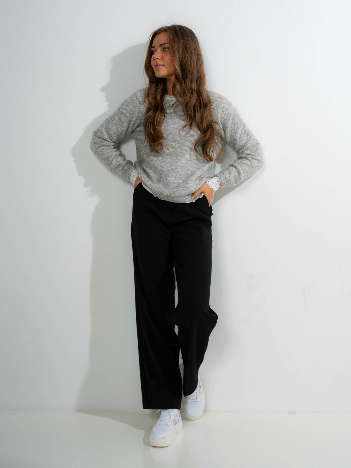 Selected Femme Live Long Sleeve Knit O-Neck Light Grey Melange