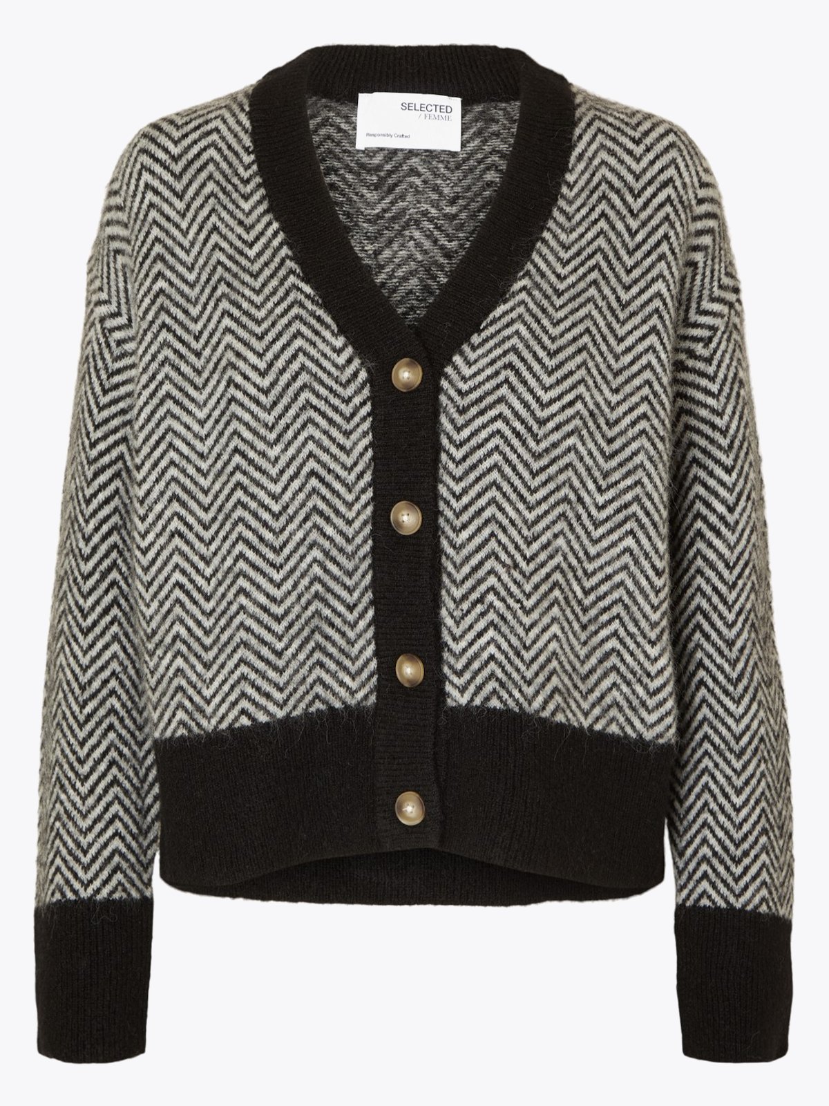 Selected Femme Heri Short Knit Cardigan Black LGM