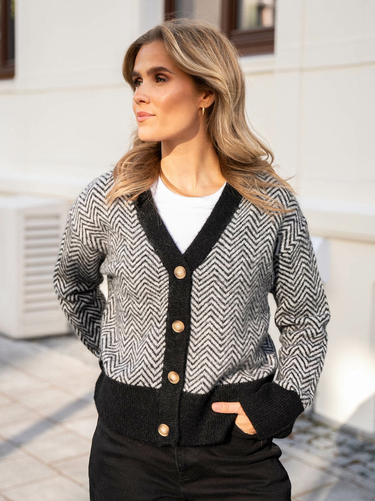 Selected Femme Heri Short Knit Cardigan Black LGM