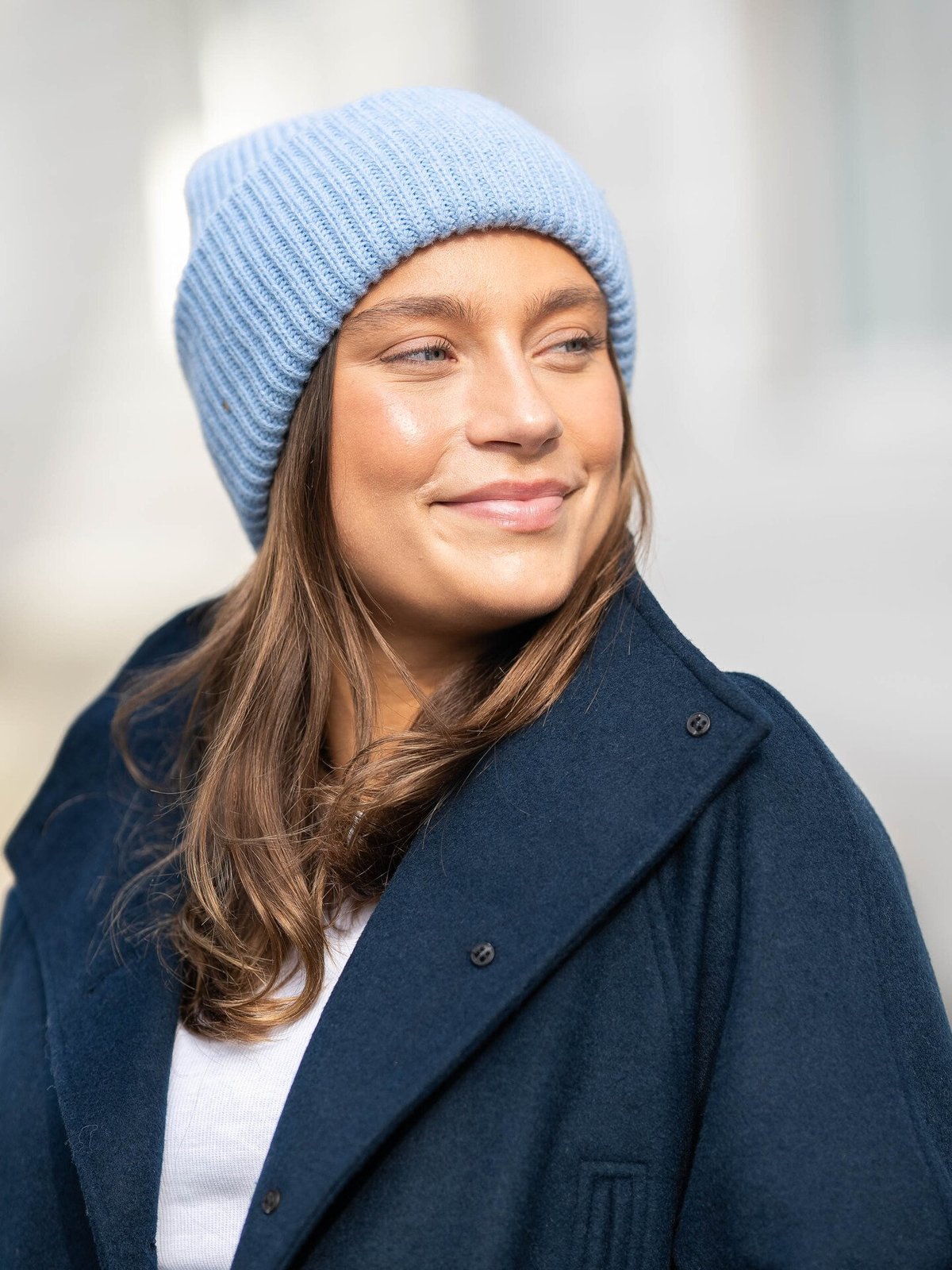 Selected Femme Mary Knit Beanie Endless Sky Melange