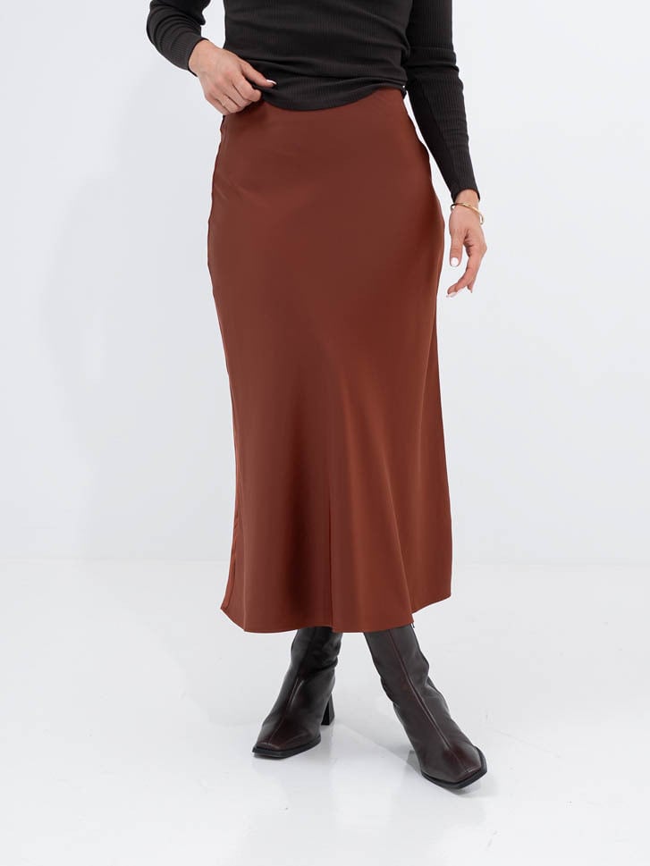 Selected Femme Lena High Waist Midi Skirt Cherry Mahogany