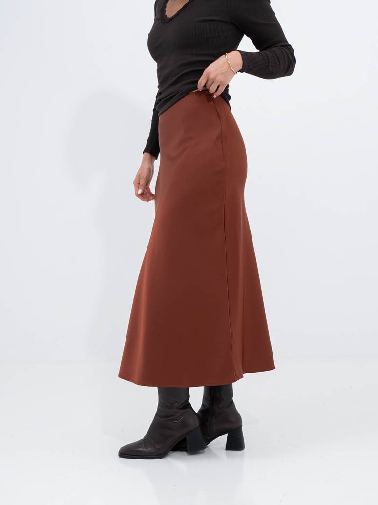 Selected Femme Lena High Waist Midi Skirt Cherry Mahogany