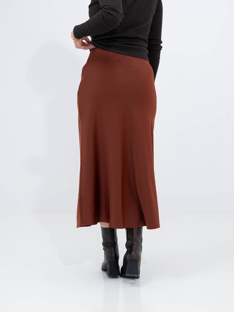 Selected Femme Lena High Waist Midi Skirt Cherry Mahogany