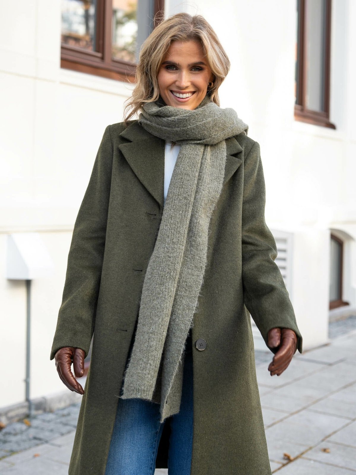 Selected Femme Maline Knit Scarf Dusky Green