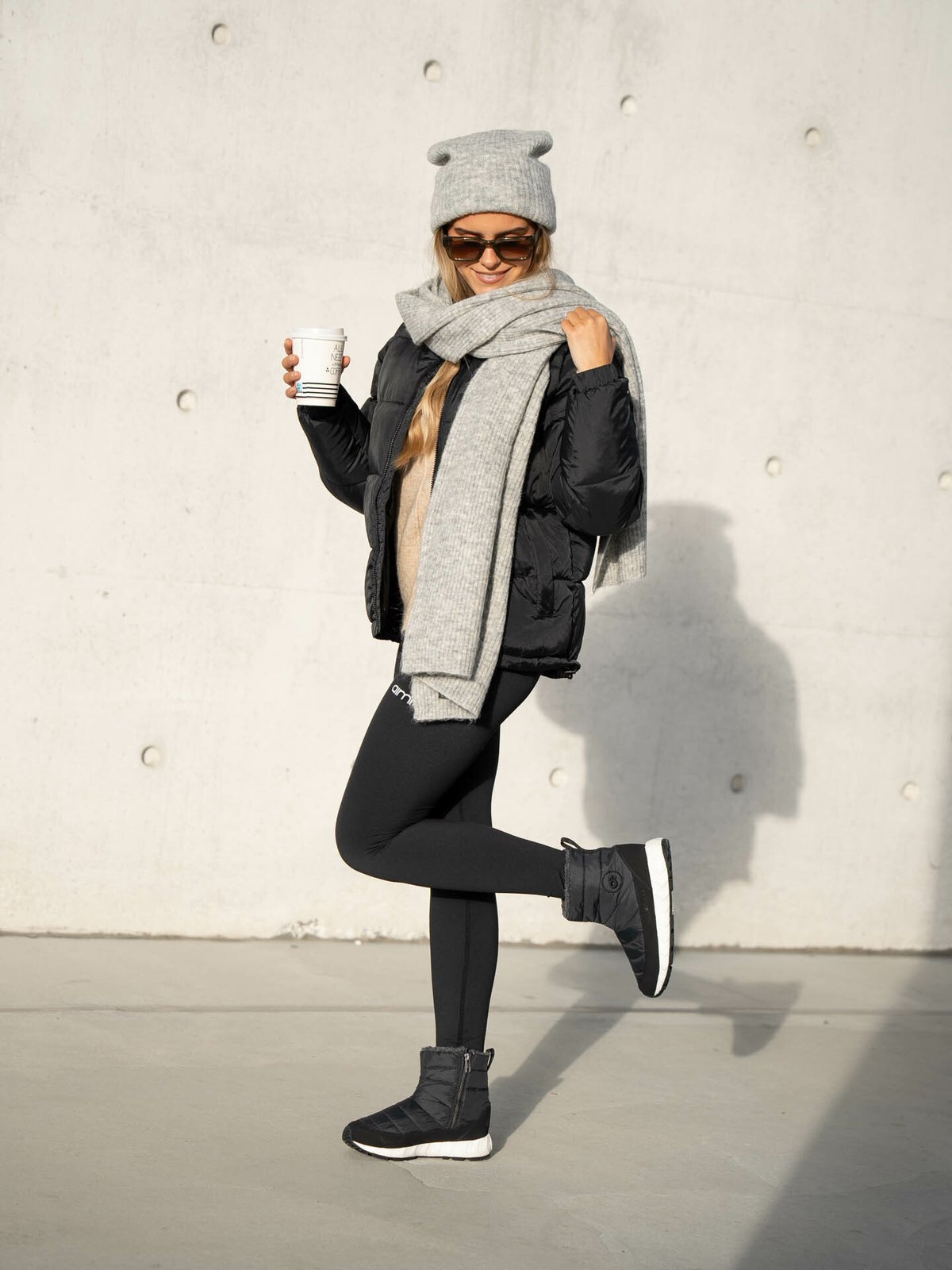 Selected Femme Maline Knit Scarf Light Grey Melange