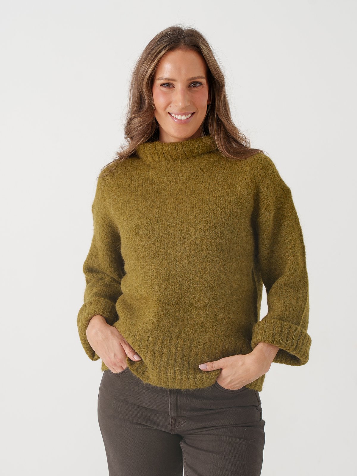 Selected Femme Gabriella Long Sleeve Knit High Neck Fir Green