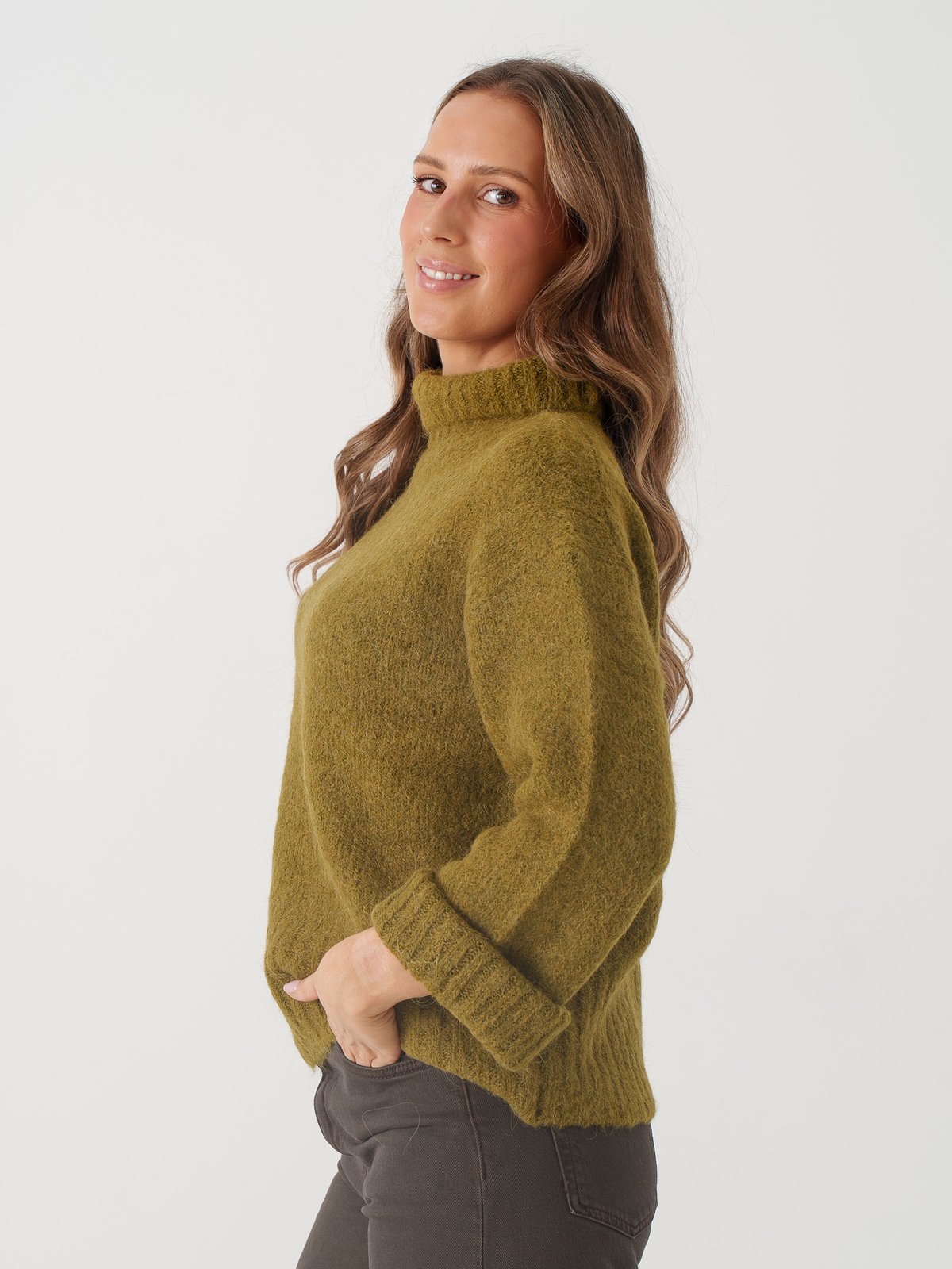 Selected Femme Gabriella Long Sleeve Knit High Neck Fir Green