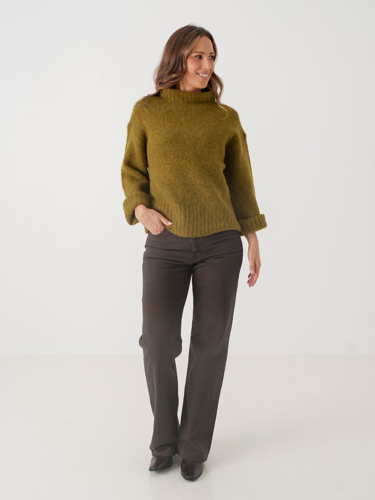 Selected Femme Gabriella Long Sleeve Knit High Neck Fir Green