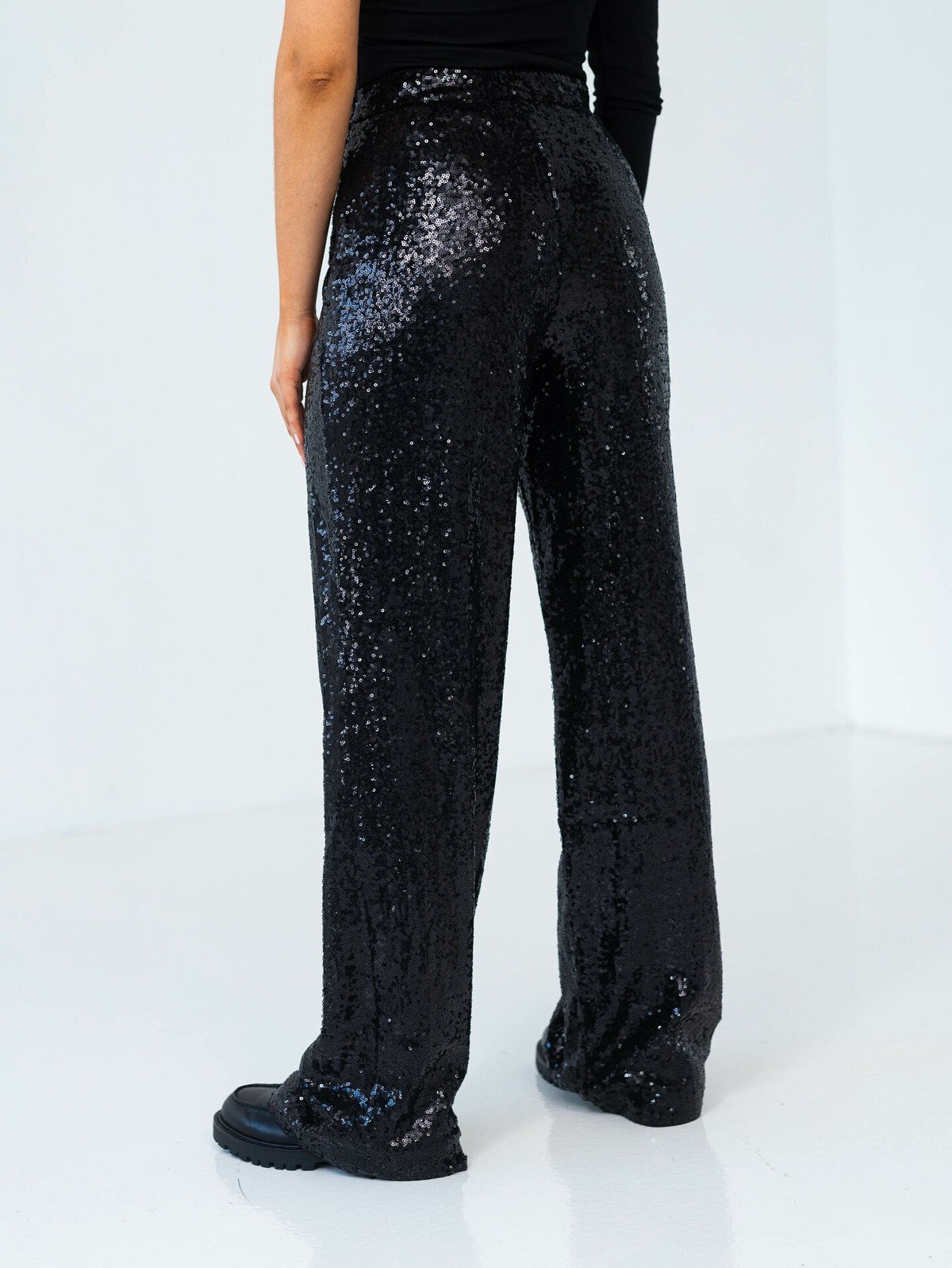 Selected Femme Alaia High Waisted Long Sequins Pant Black