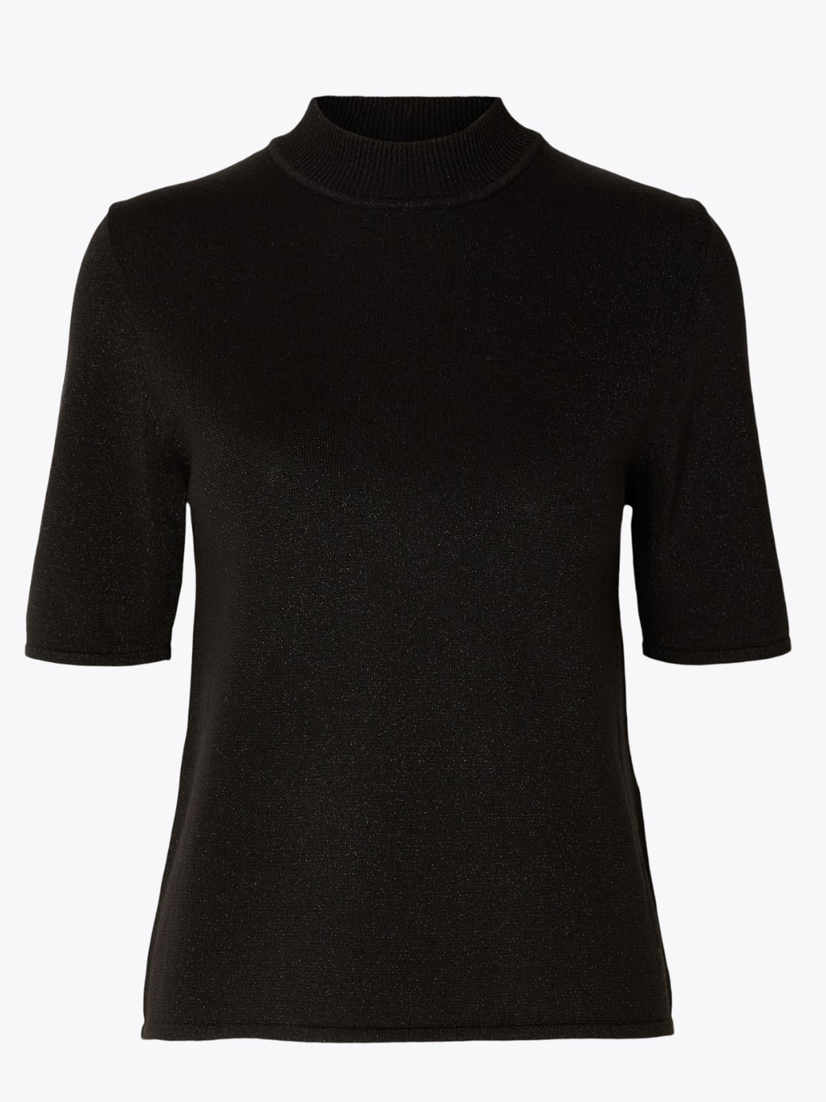 Selected Femme Lura Lurex 2/4 Knit Tee Black