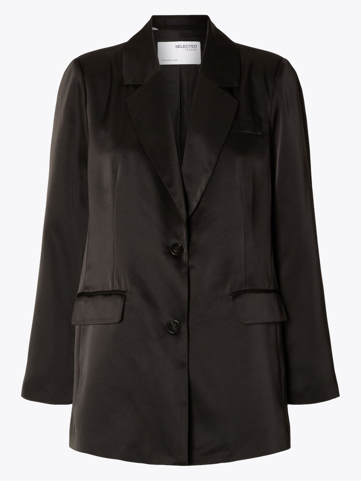 Selected Femme Tasja Long Sleeve Relaxed Blazer Black