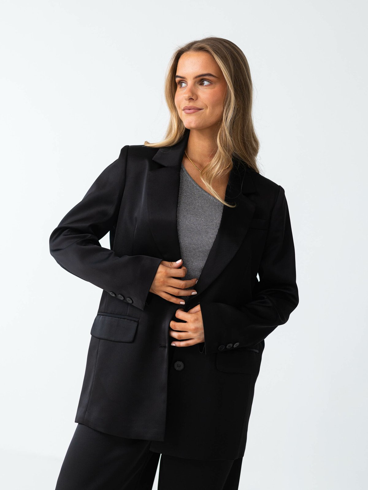 Selected Femme Tasja Long Sleeve Relaxed Blazer Black
