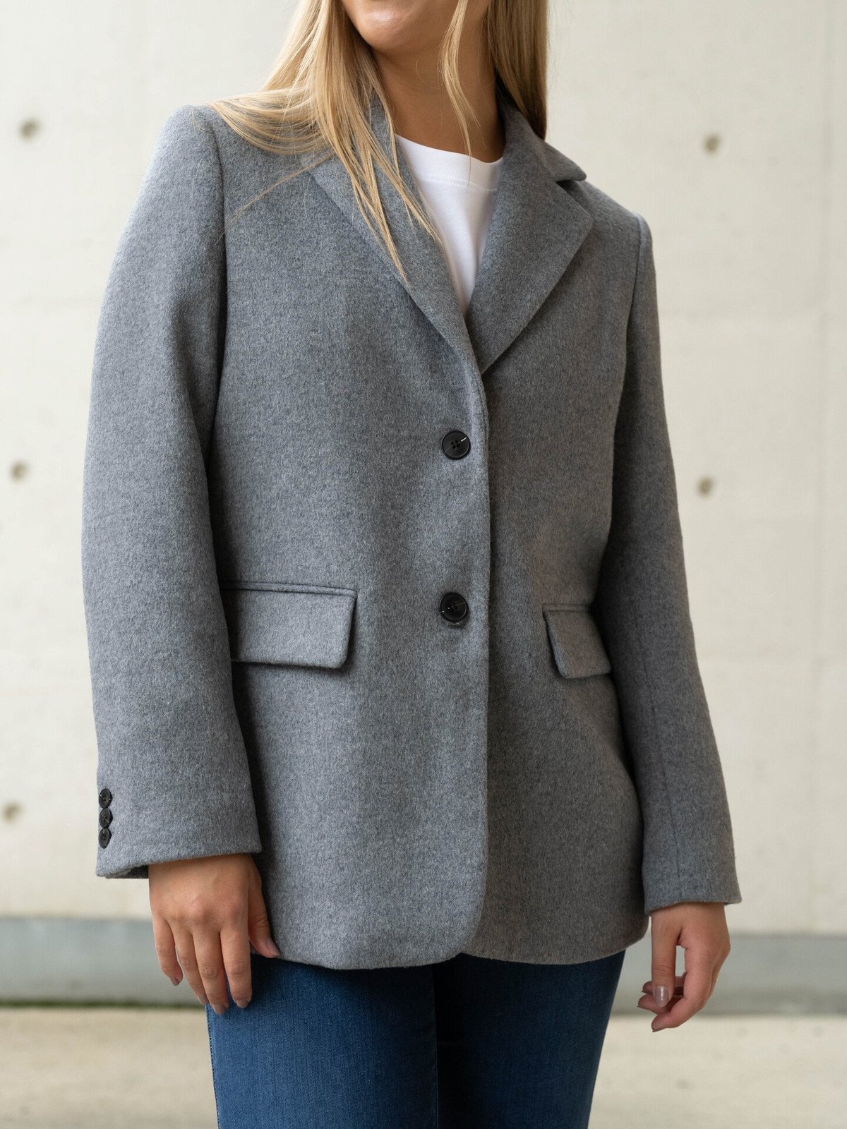 Selected Femme Sasja Wool Blazer Light Grey Melange