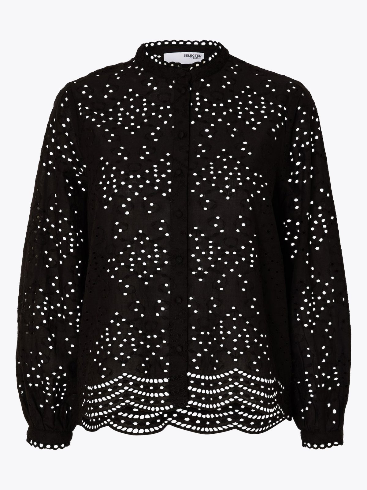 Selected Femme Tatiana Long Sleeve Embr Shirt Black