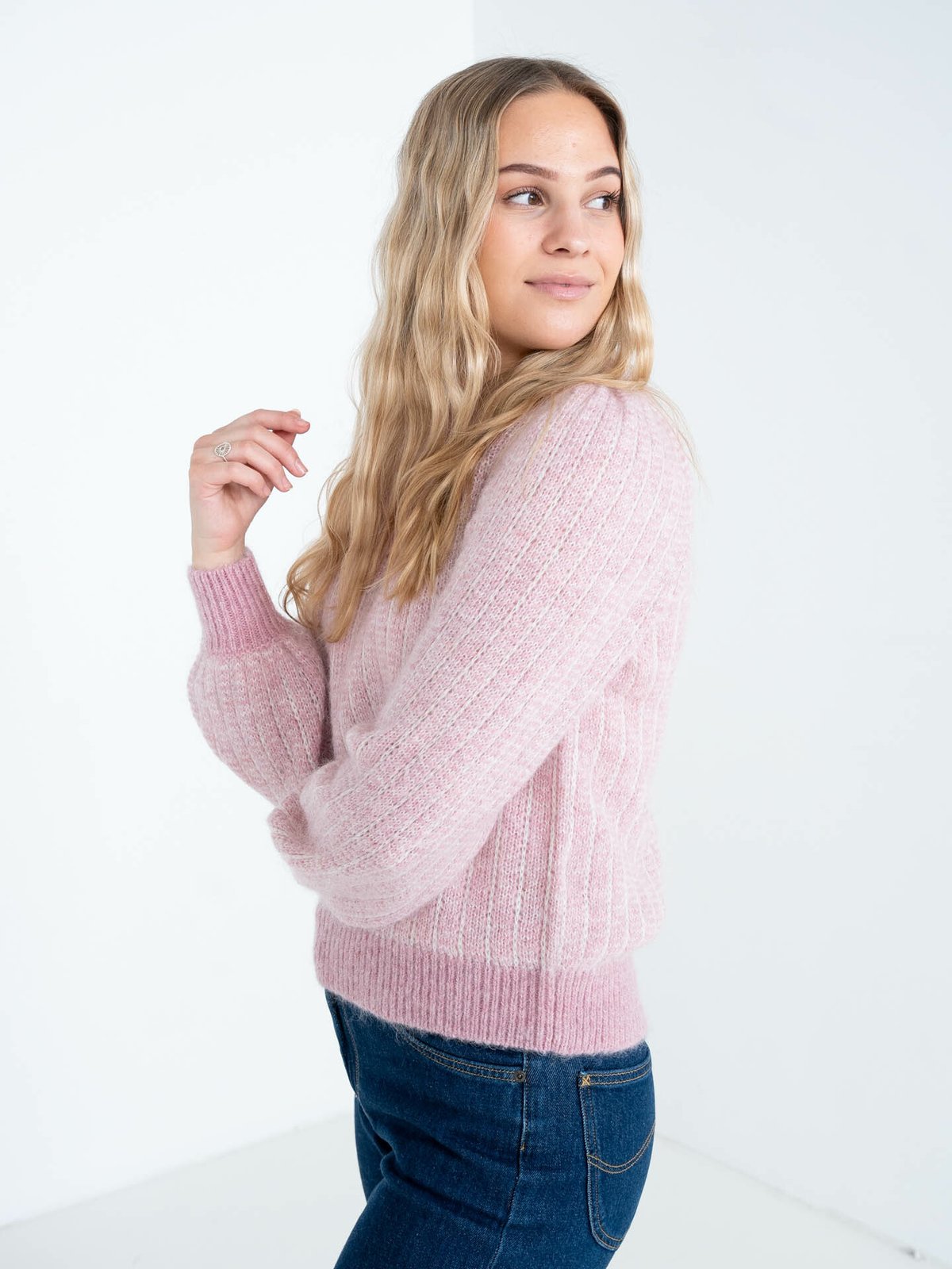 Selected Femme Mejse Long Sleeve Knit O-Neck Pink Nectar
