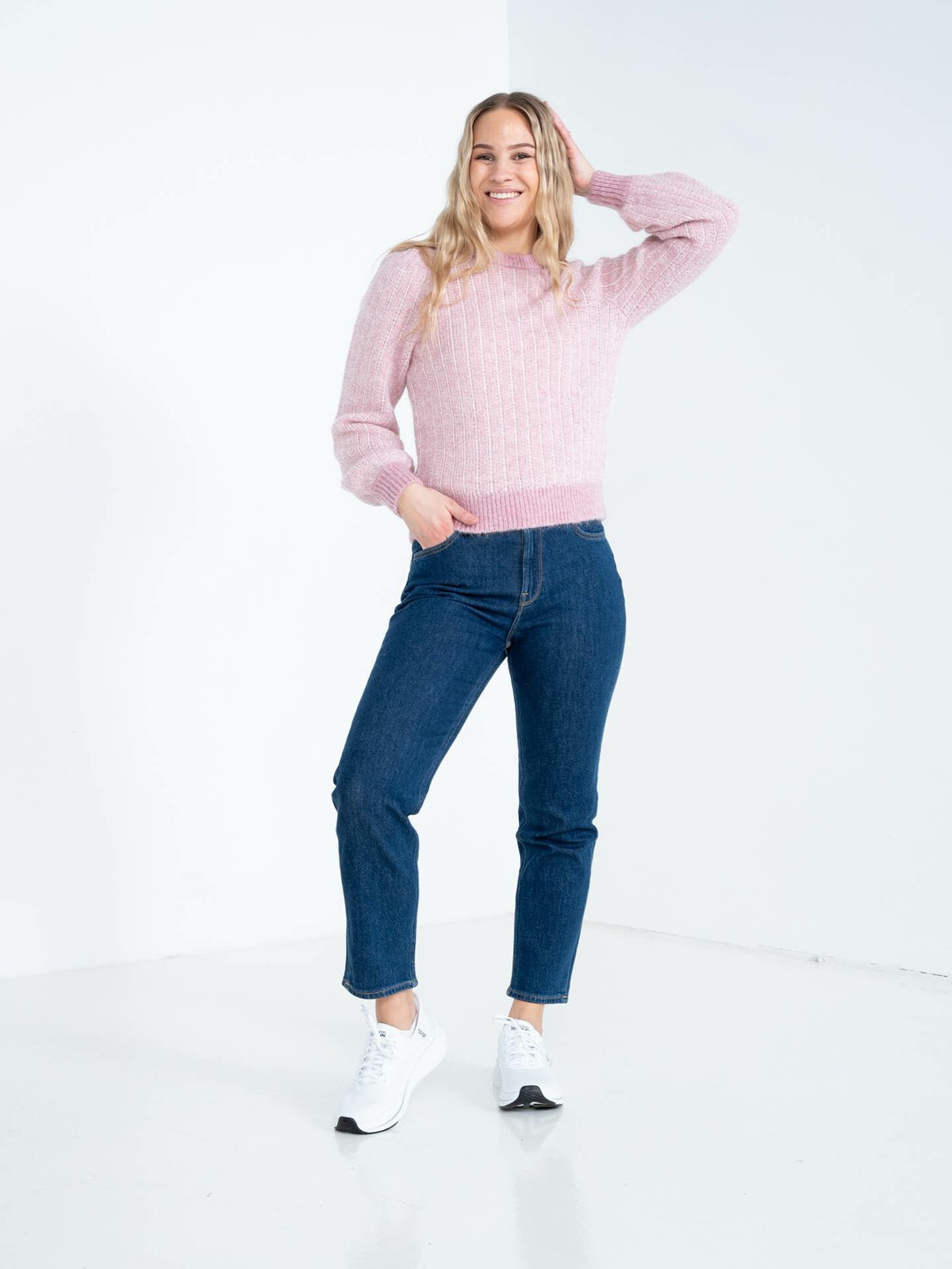 Selected Femme Mejse Long Sleeve Knit O-Neck Pink Nectar