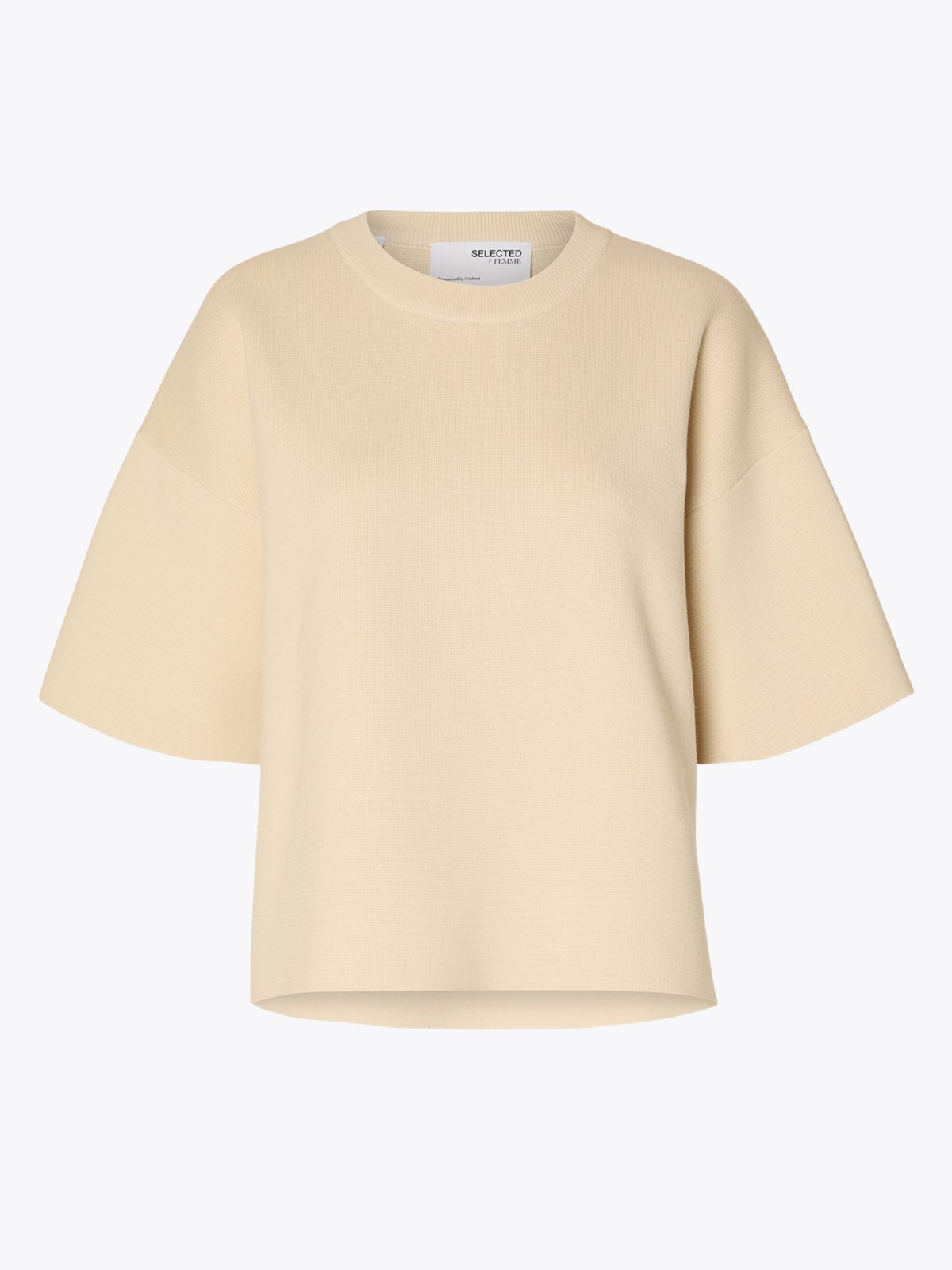 Selected Femme Liva 2/4 Knit O-Neck Birch