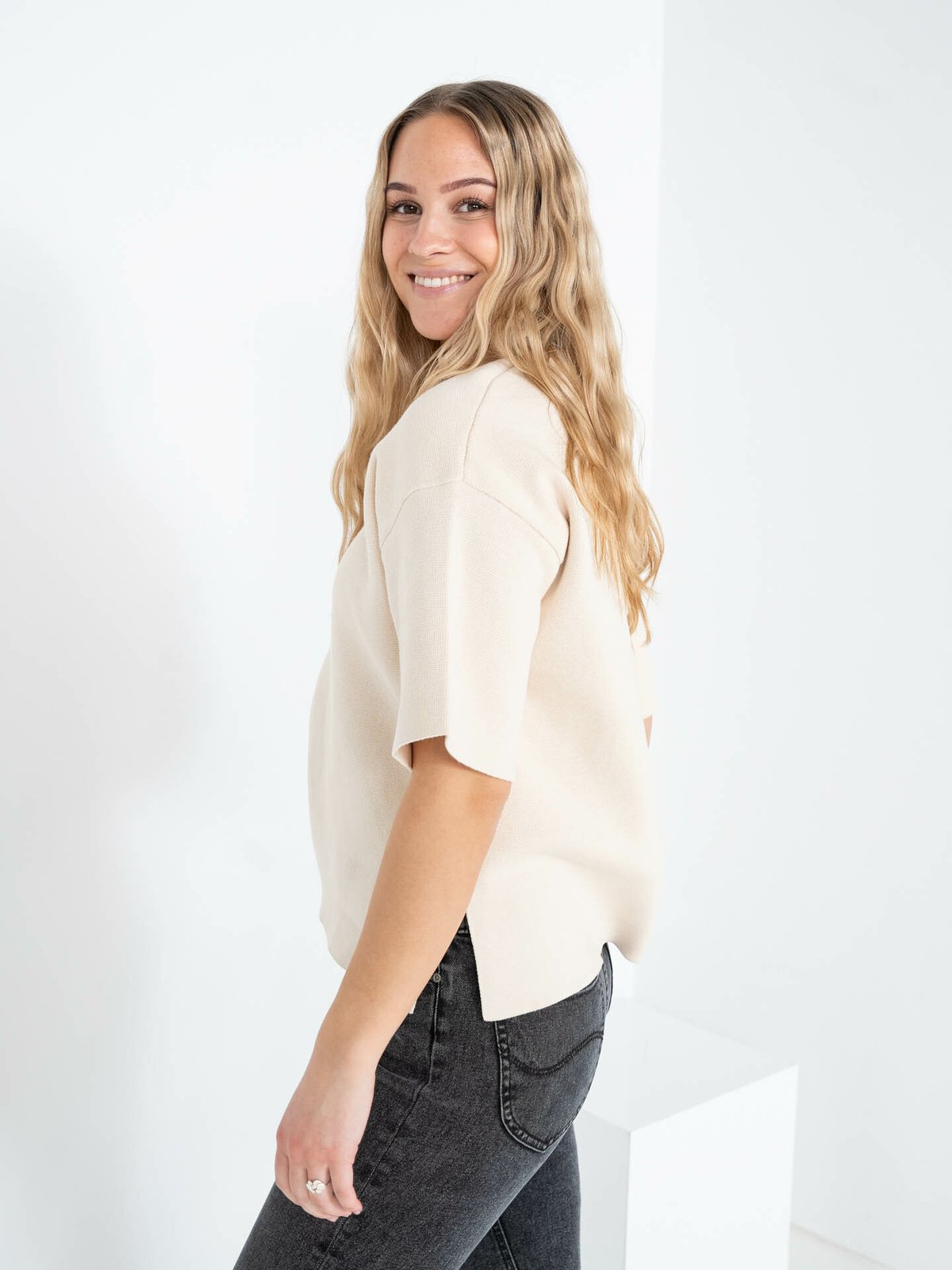 Selected Femme Liva 2/4 Knit O-Neck Birch