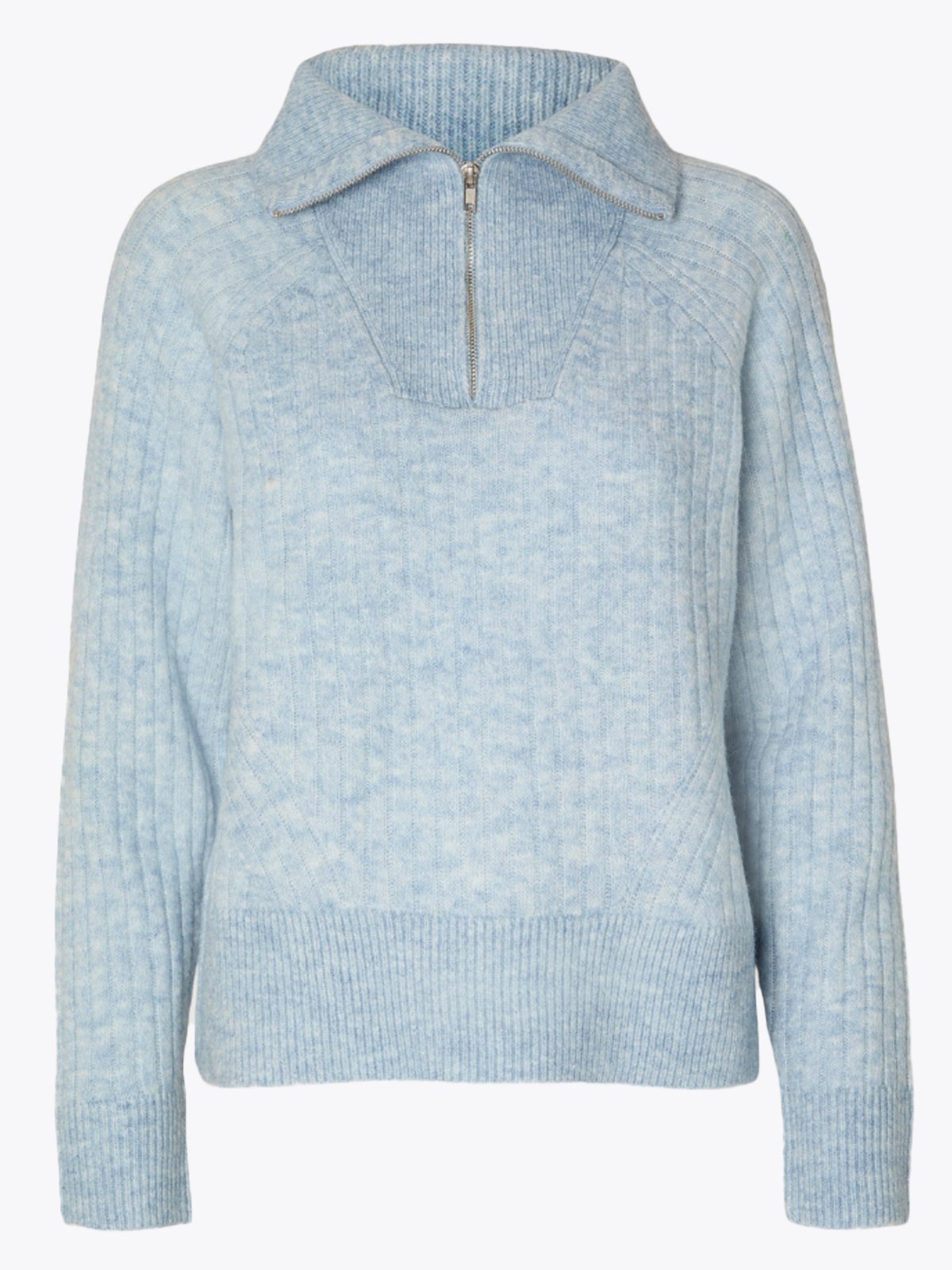 Selected Femme Lulu Mika Half Zip Long Sleeve Knit Cashmere Blue