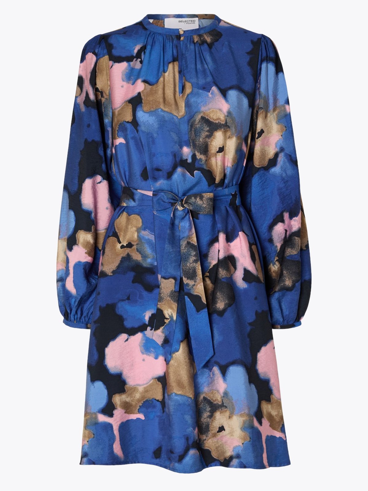 Selected Femme Mariette Long Sleeve All Over Print Short Dress Dark Sapphire