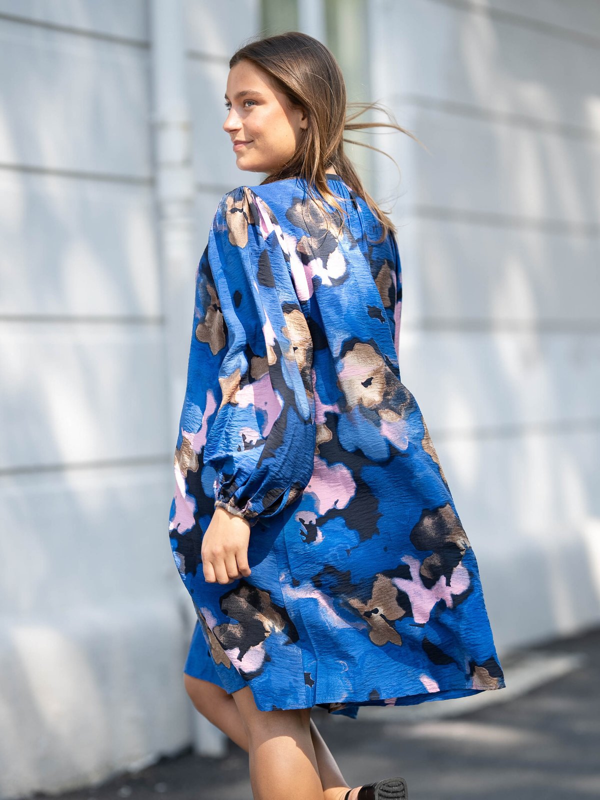 Selected Femme Mariette Long Sleeve All Over Print Short Dress Dark Sapphire