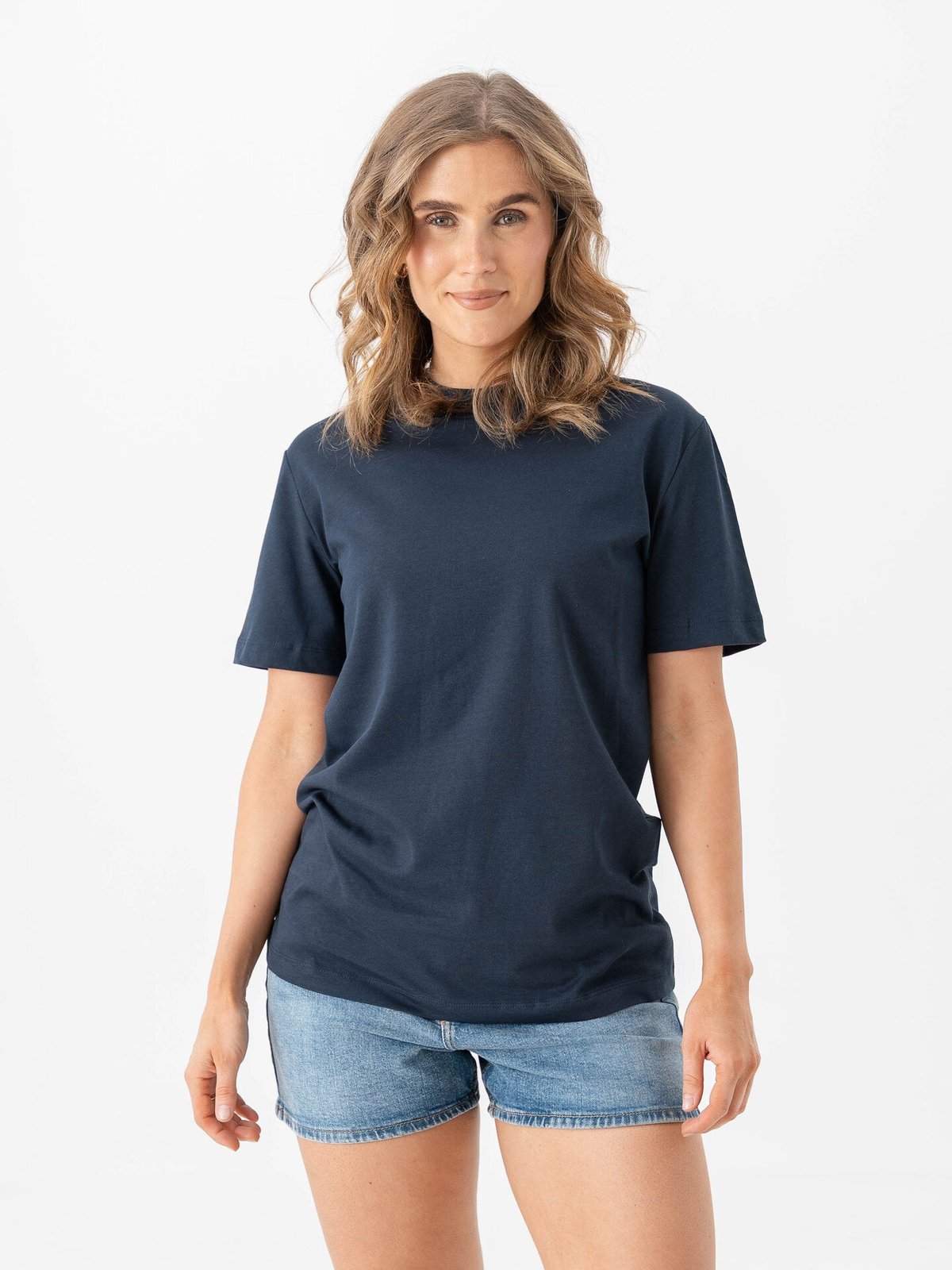 Selected Femme Relax Colwoman Short Sleeve Mock Neck Tee Dark Sapphire