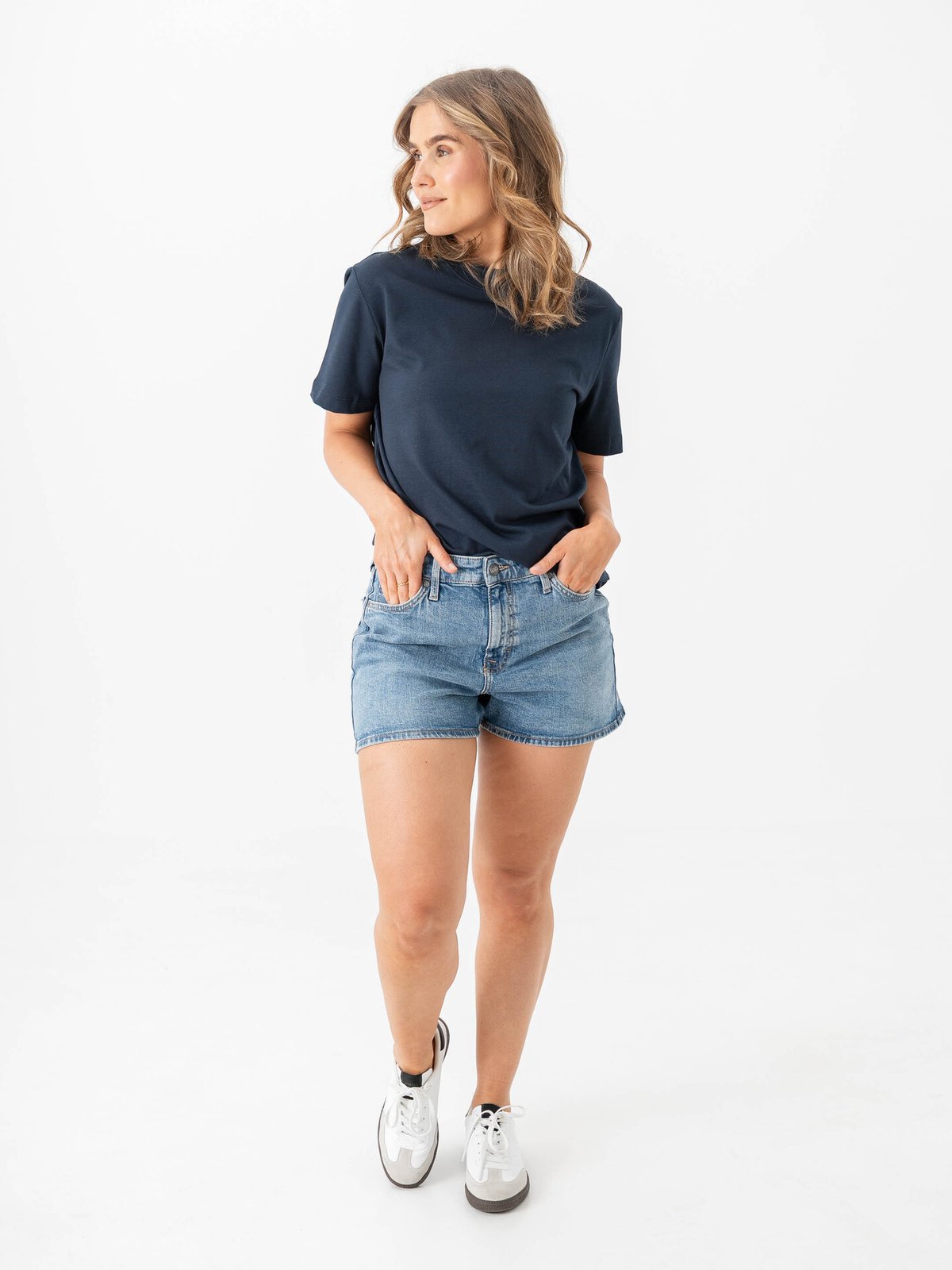 Selected Femme Relax Colwoman Short Sleeve Mock Neck Tee Dark Sapphire
