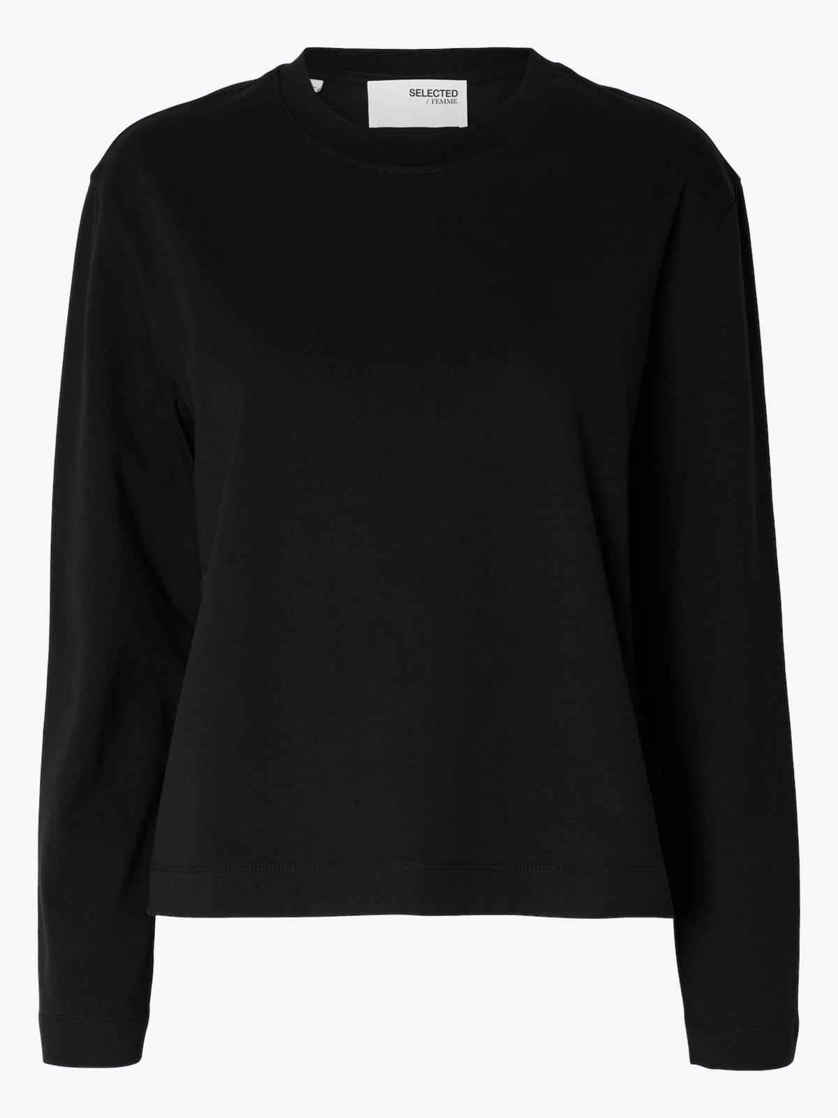 Selected Femme Essential Long Sleeve Boxy Tee Black
