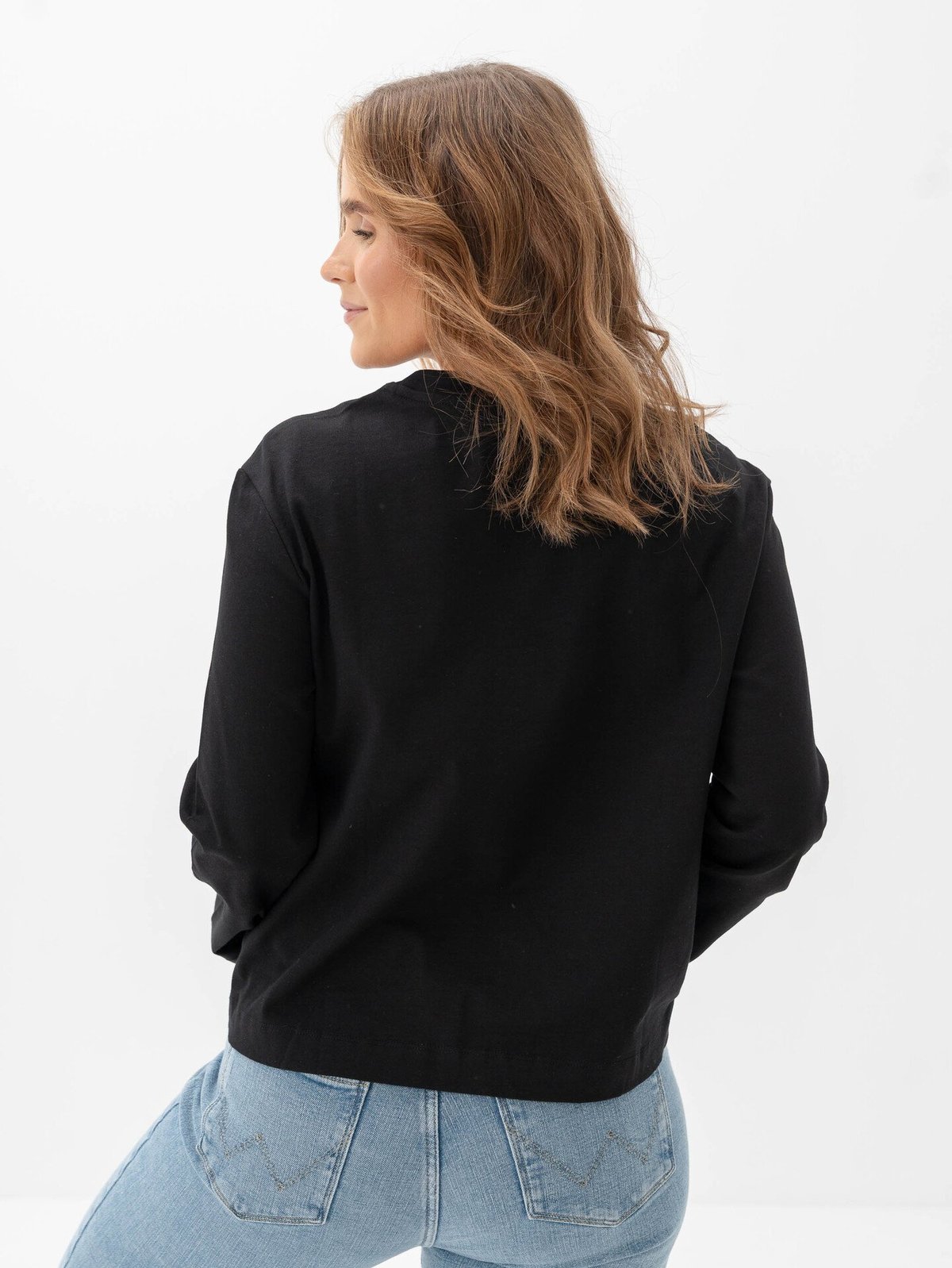 Selected Femme Essential Long Sleeve Boxy Tee Black