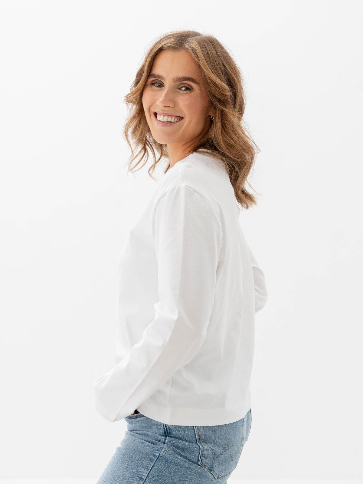 Selected Femme Essential Long Sleeve Boxy Tee Hvit