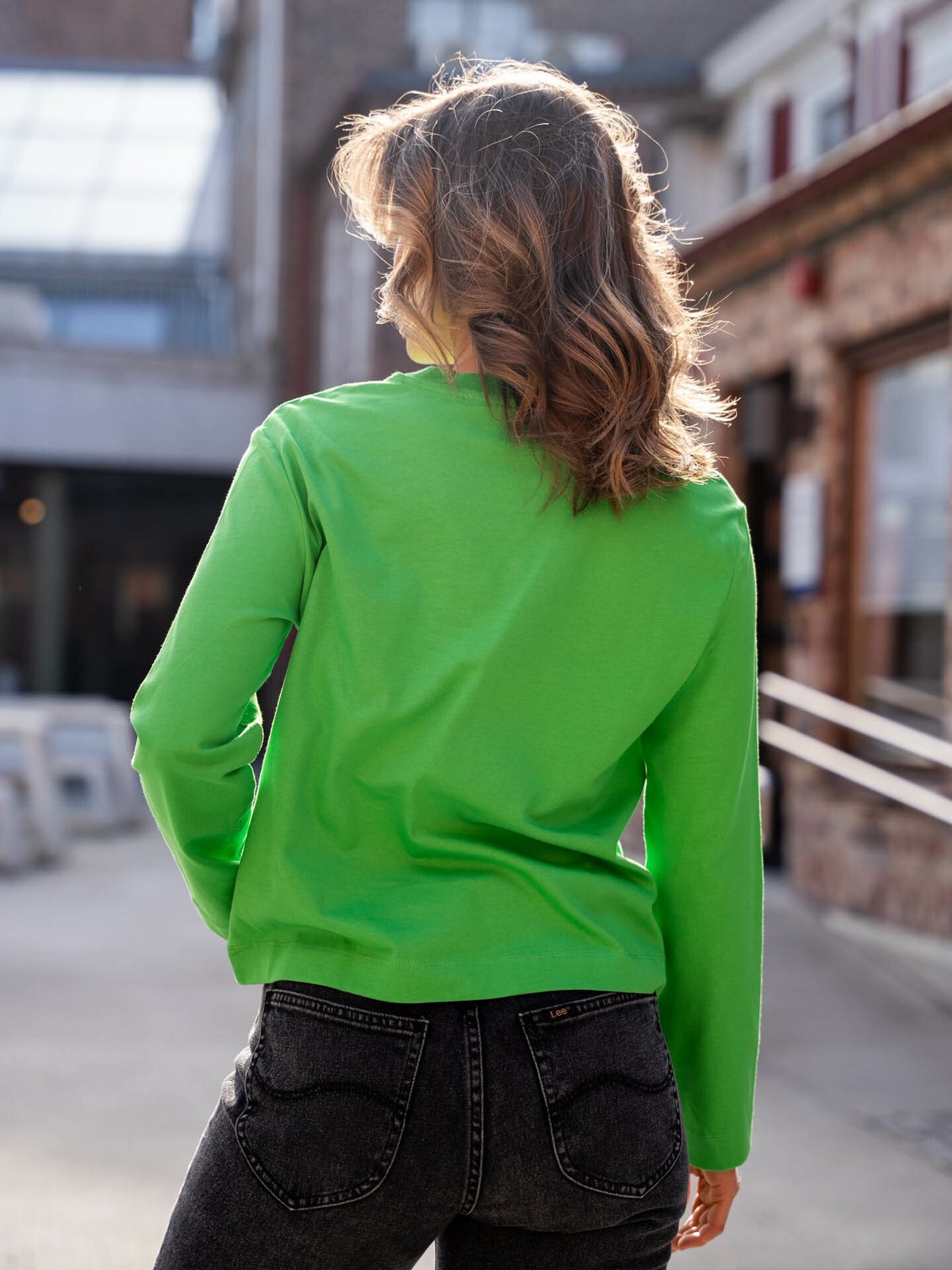 Selected Femme Essential Long Sleeve Boxy Tee Classic Green
