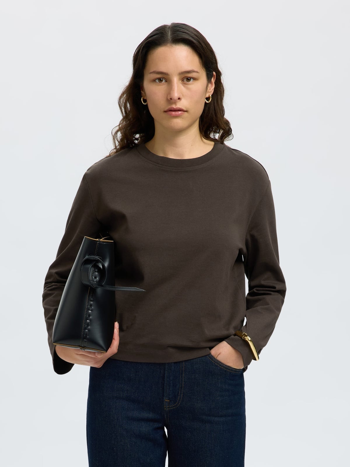 Selected Femme Essential Long Sleeve Boxy Tee Delicioso
