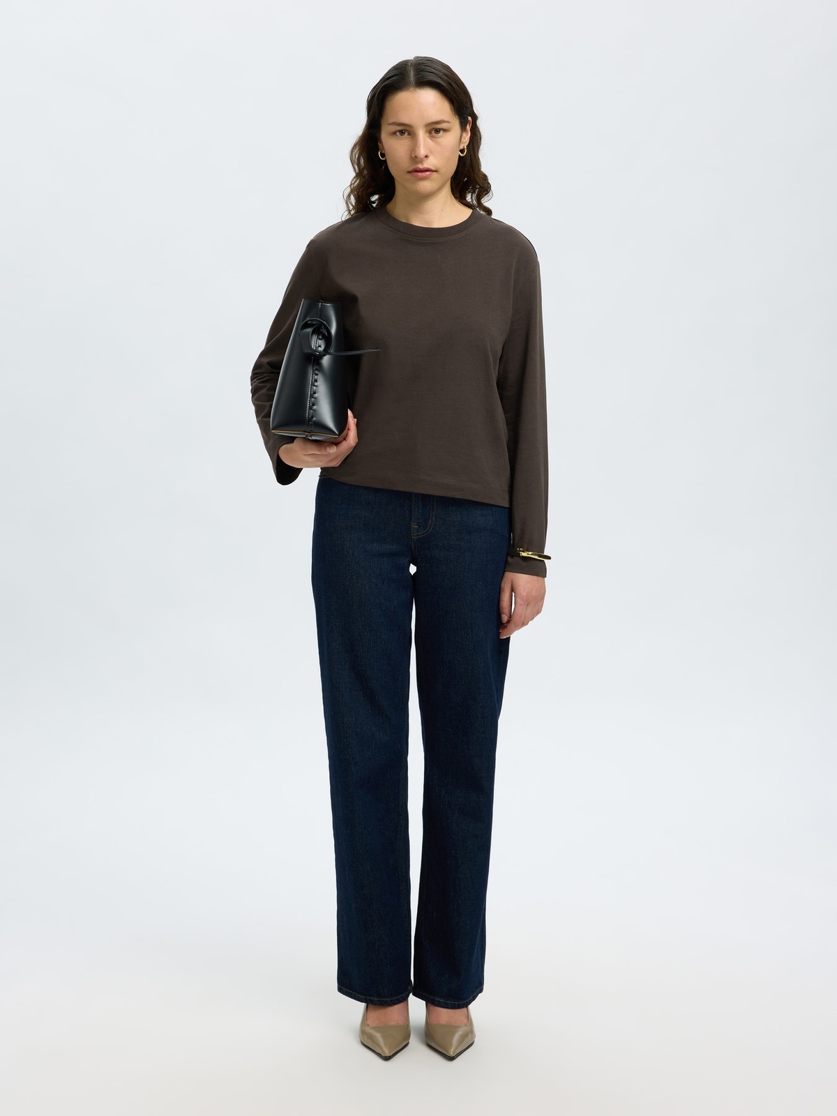 Selected Femme Essential Long Sleeve Boxy Tee Delicioso