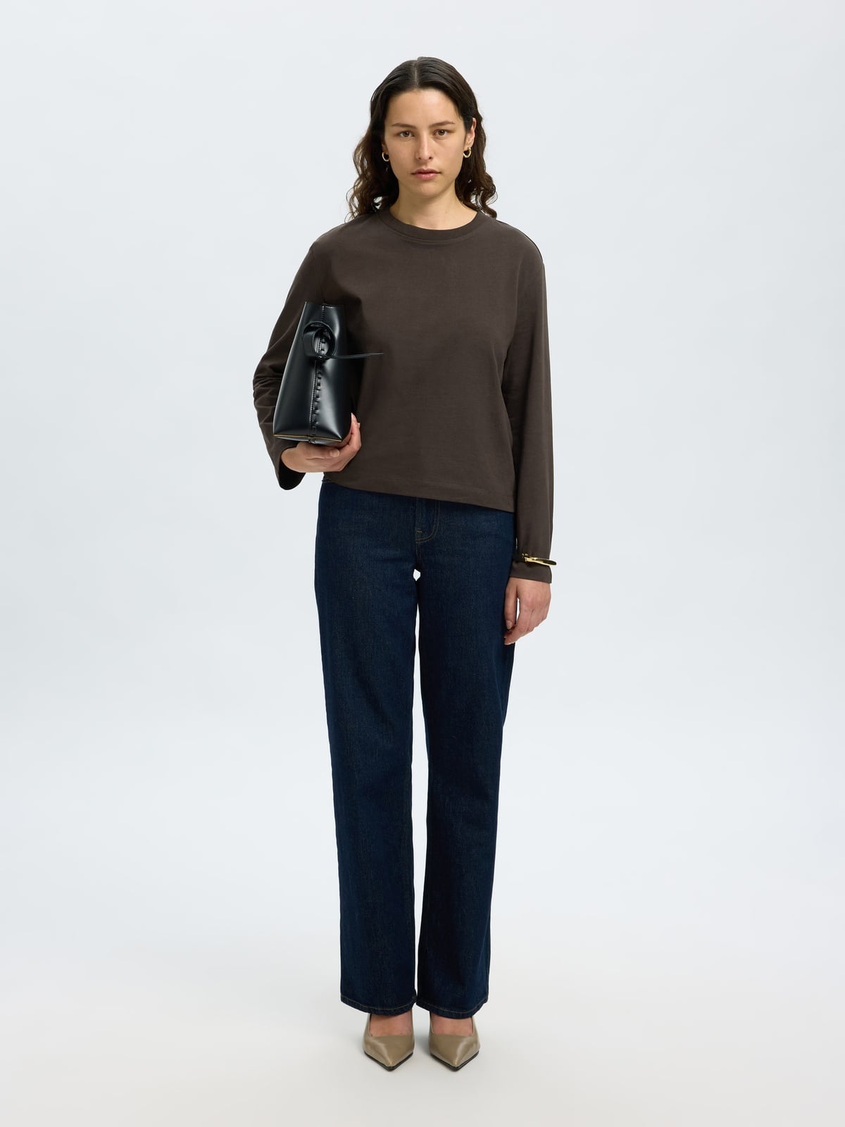 Selected Femme Essential Long Sleeve Boxy Tee Delicioso