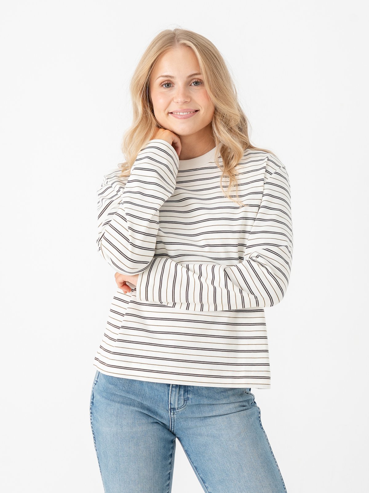 Selected Femme Essential Long Sleeve Striped Boxy Tee Delicioso Stripes