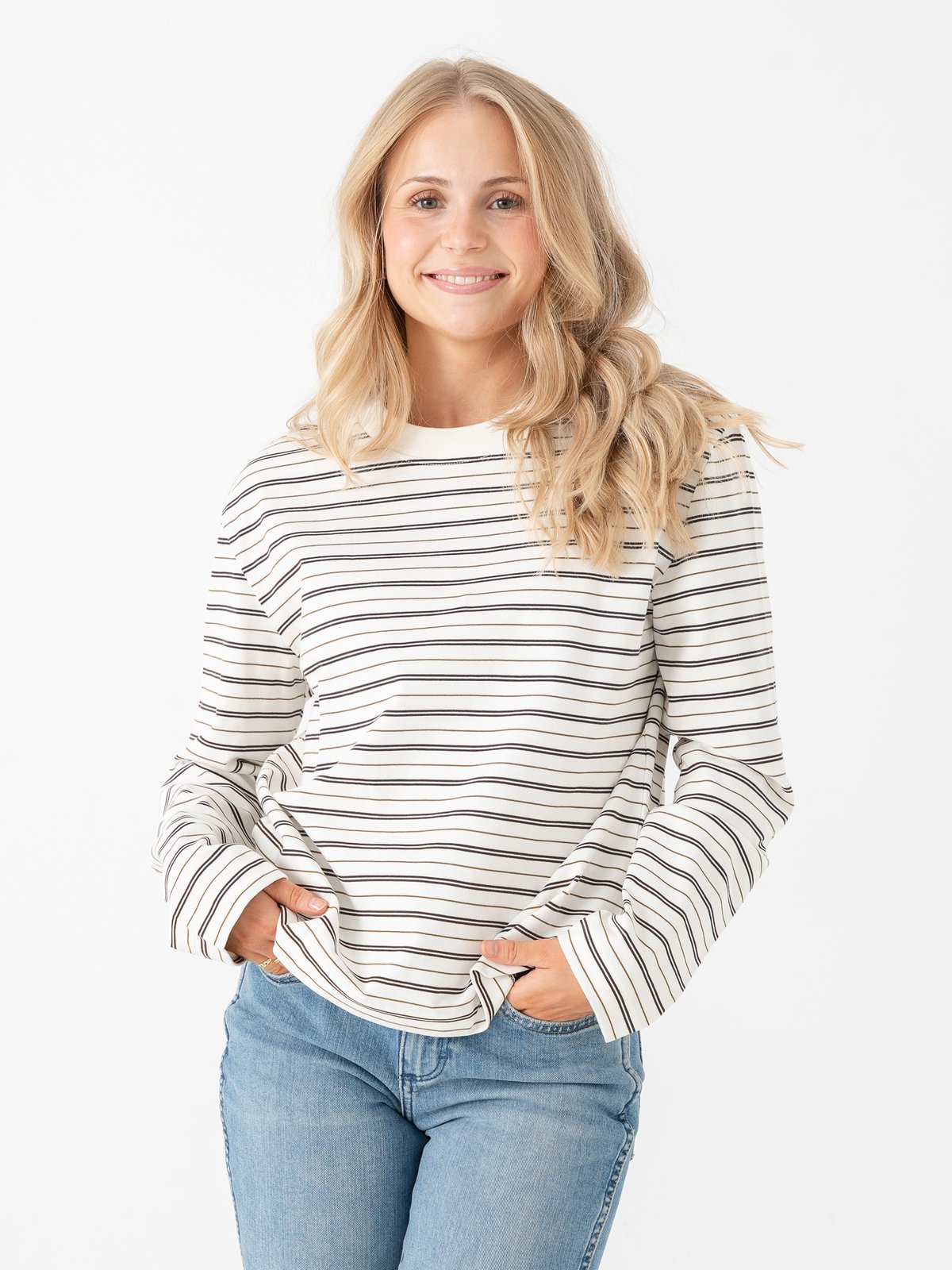 Selected Femme Essential Long Sleeve Striped Boxy Tee Delicioso Stripes