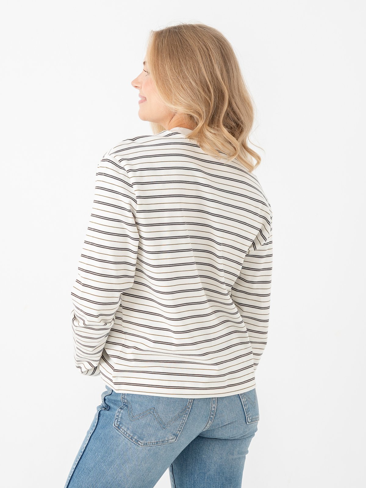 Selected Femme Essential Long Sleeve Striped Boxy Tee Delicioso Stripes
