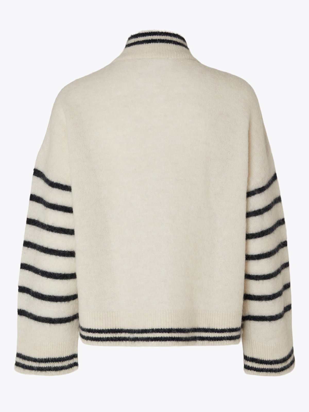 Selected Femme Sia Ras Stripe Long Sleeve Knit Cardigan Birch/Stripes Dark Saphire