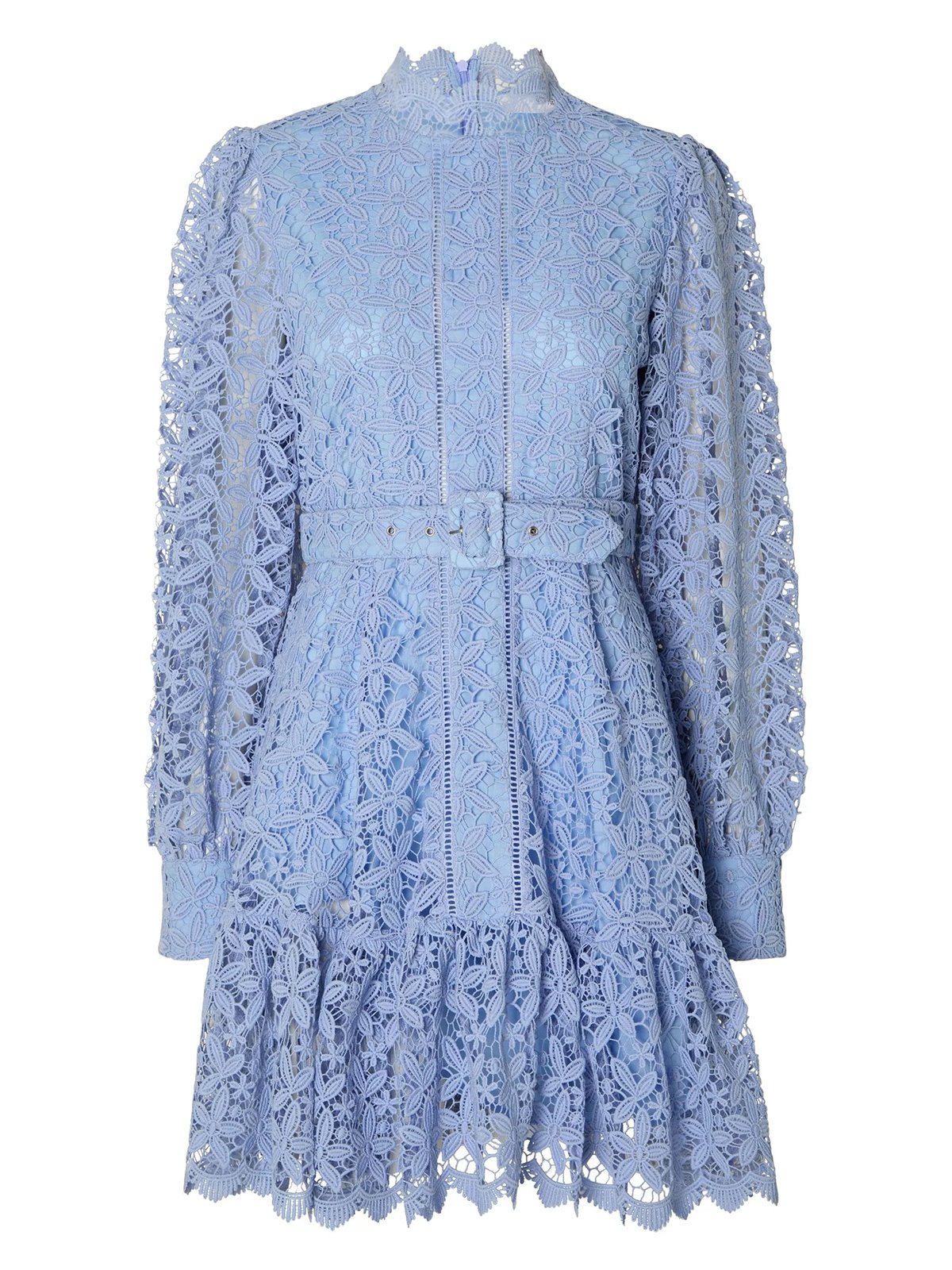 Selected Femme Silja Long Sleeve Embroidery Short Dress Blue Heron