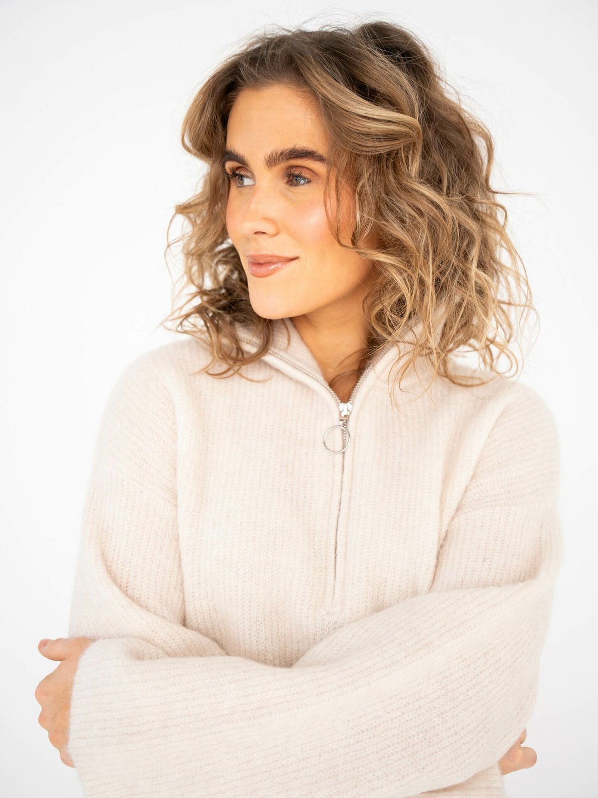 Selected Femme Sia Ras Long Zipper Knit Dress Birch