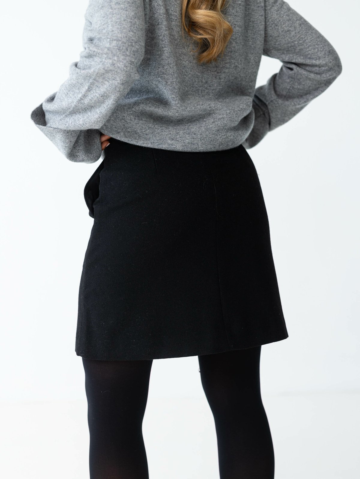 Selected Femme Mercy-Ula High Waisted Mini Wool Skirt Black