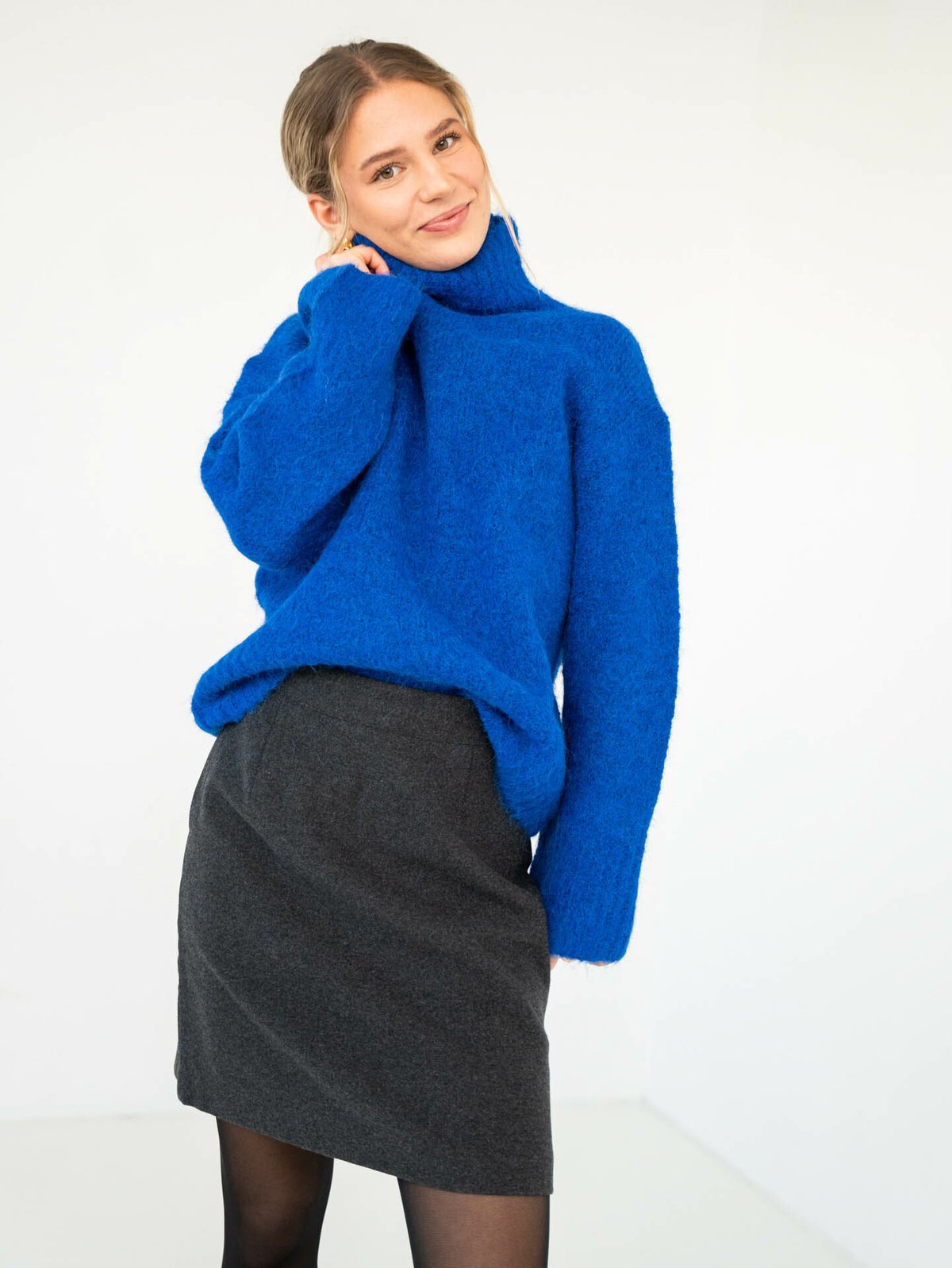 Selected Femme Mercy-Ula High Waisted Mini Wool Skirt Dark Grey Melange