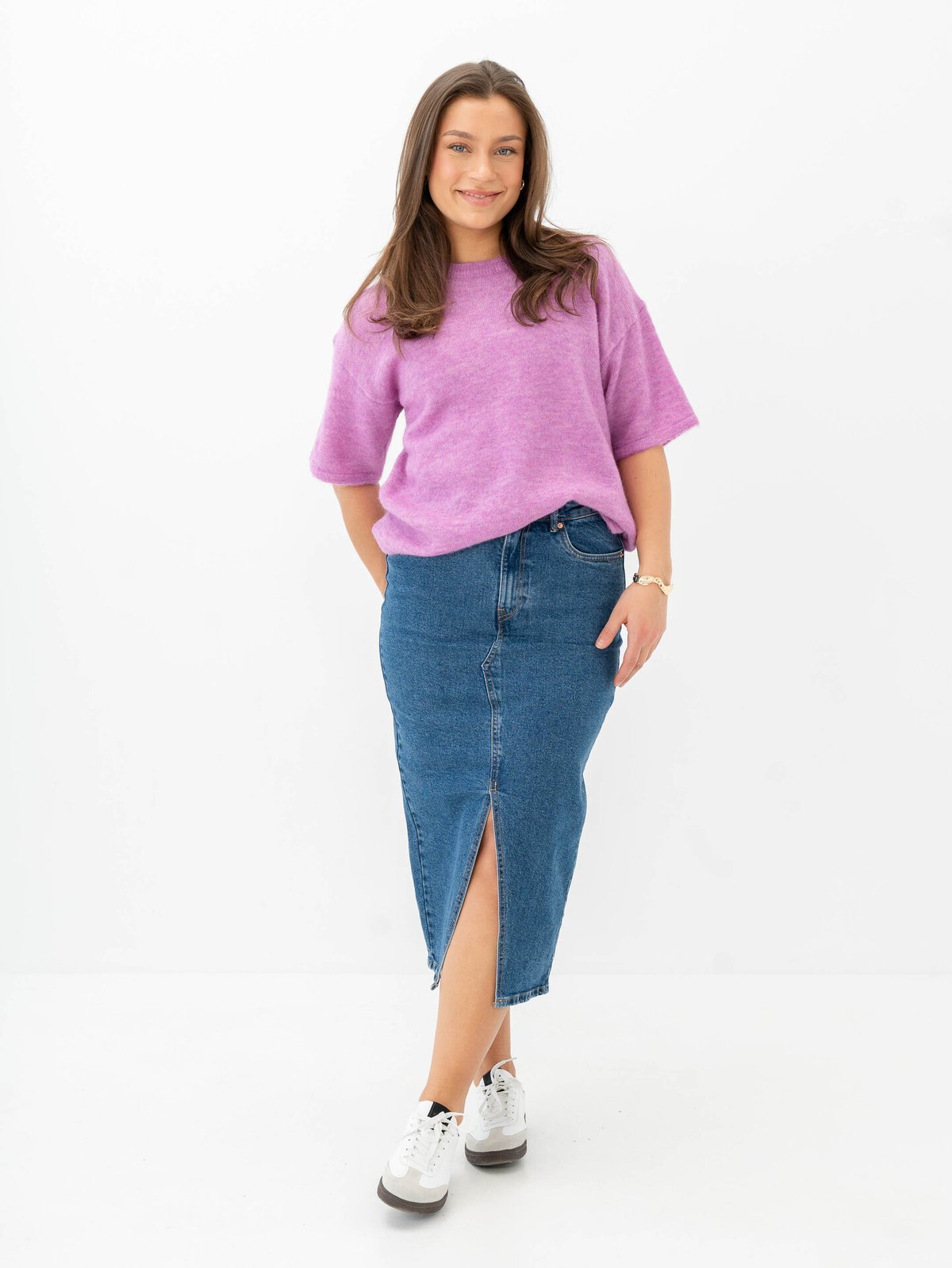 Selected Femme Maline-Liliana 2/4 Knit O-Neck First Bloom Melange