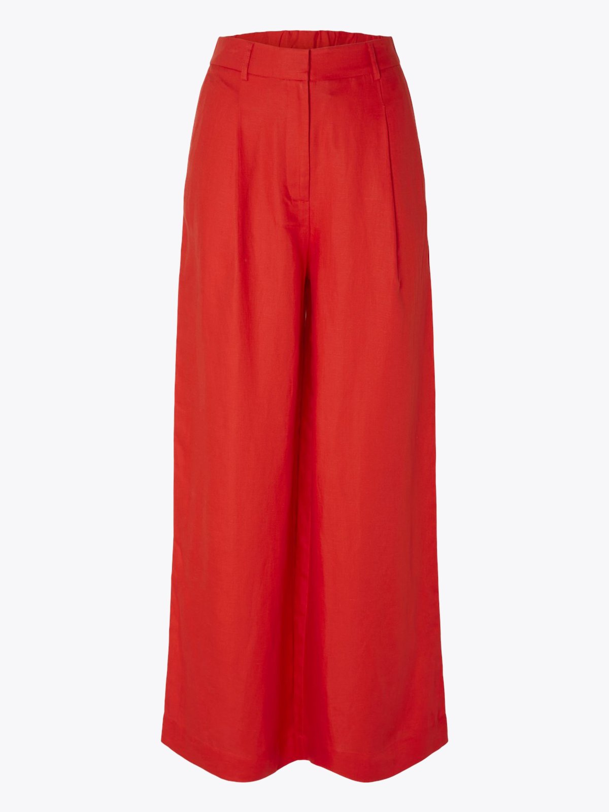 Selected Femme Lyra High Waist Wide Linen Pant Flame Scarlet