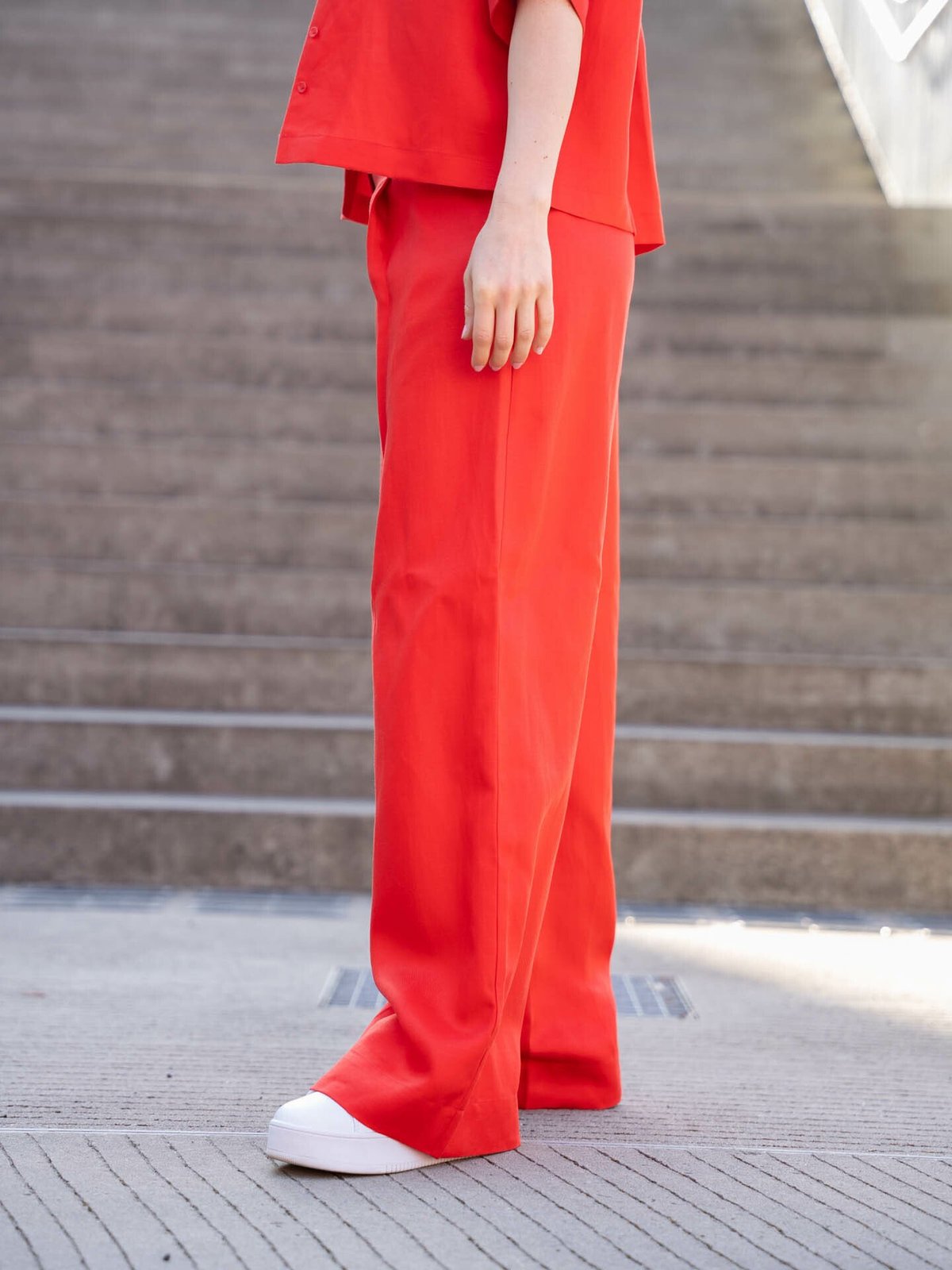 Selected Femme Lyra High Waist Wide Linen Pant Flame Scarlet