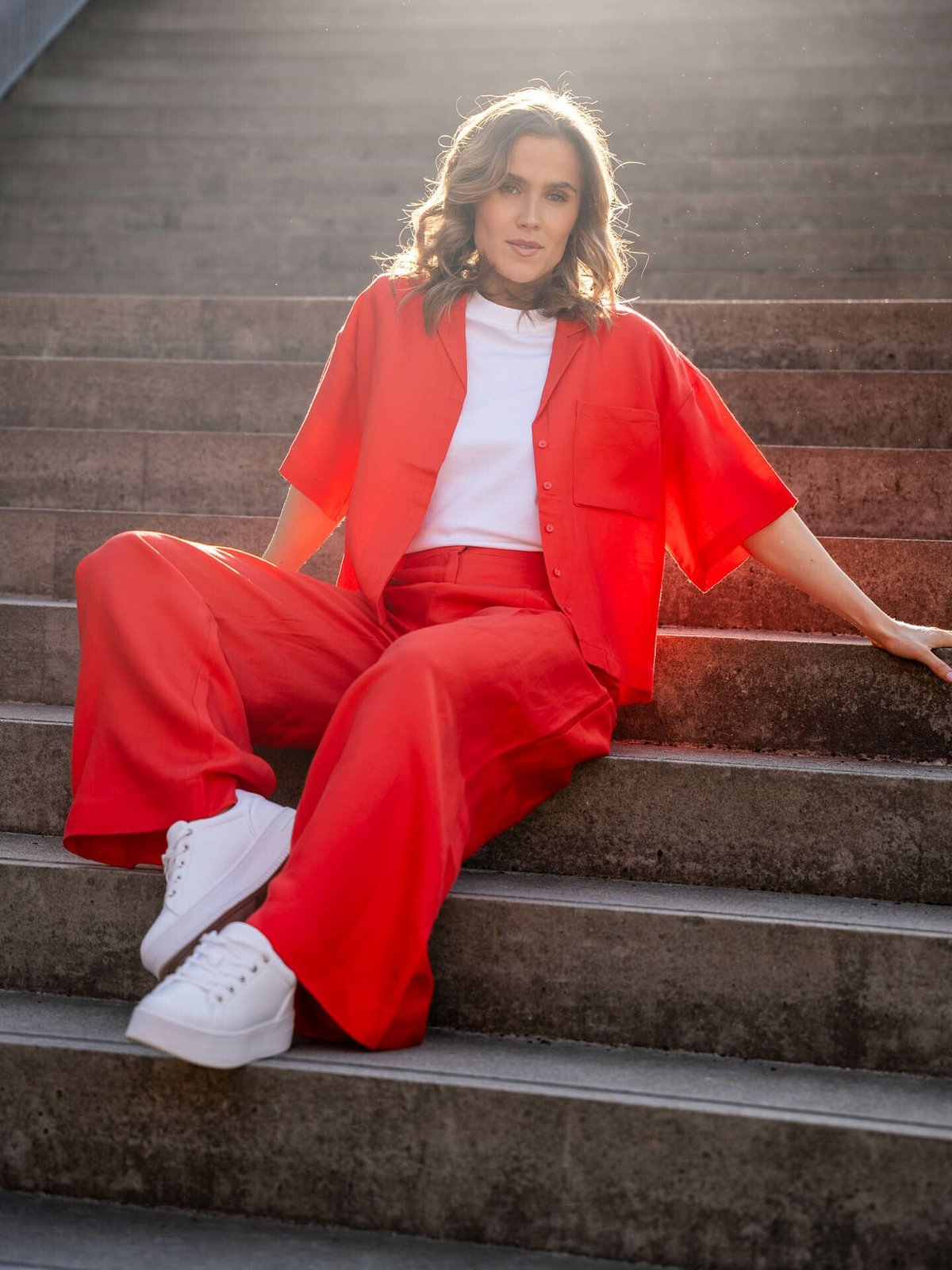 Selected Femme Lyra 2/4 Boxy Revers Linen Shirt Rød