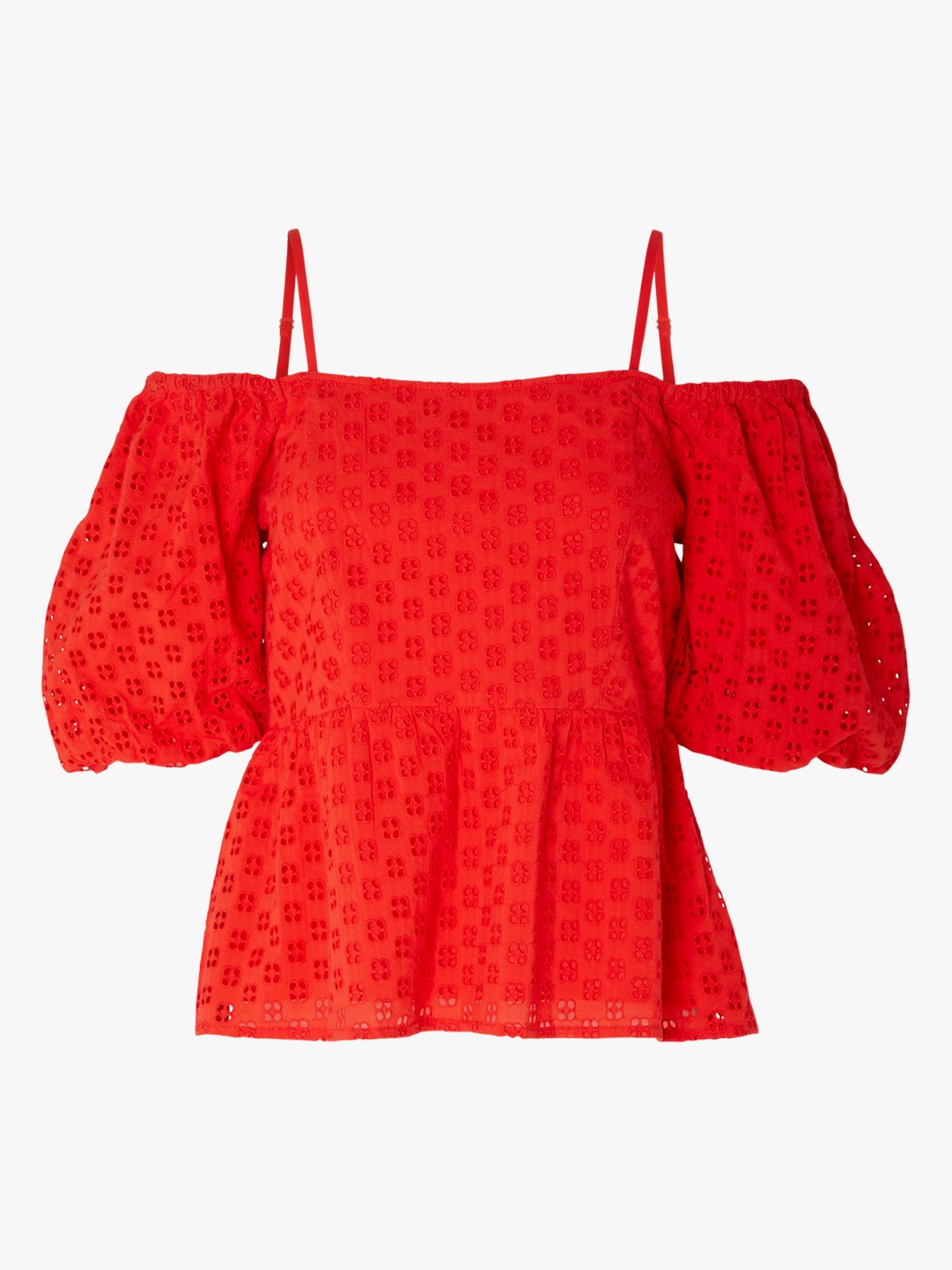 Selected Femme Anelli 3/4 On Off Shoulder Top Flame Scarlet